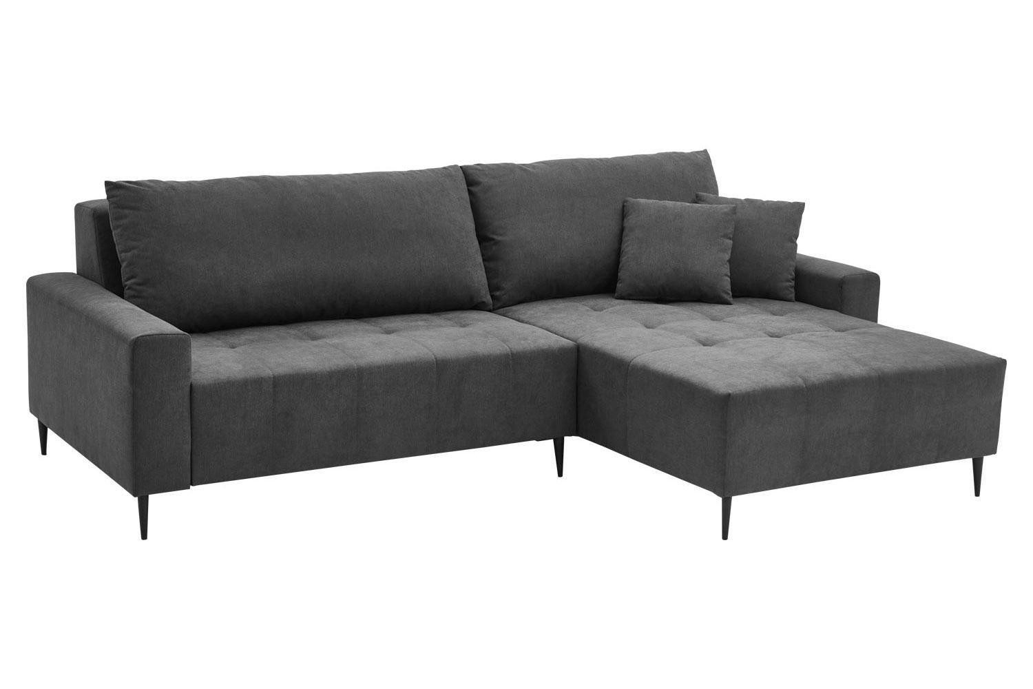 Iwaniccy Ecksofa CHICO, B 255 x H 180 cm, Dunkelgrau, Mikrofaser, elektrische Sitztiefenverstellung, 2 Rücken- und 2 Zierkissen