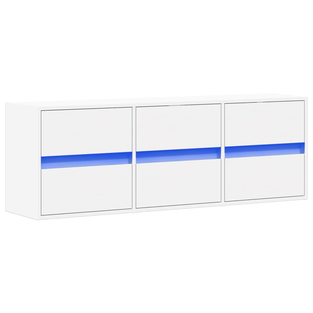 TV-Wand TV-Wandschrank mit LED-Beleuchtung Weiß 130x31x45 cm