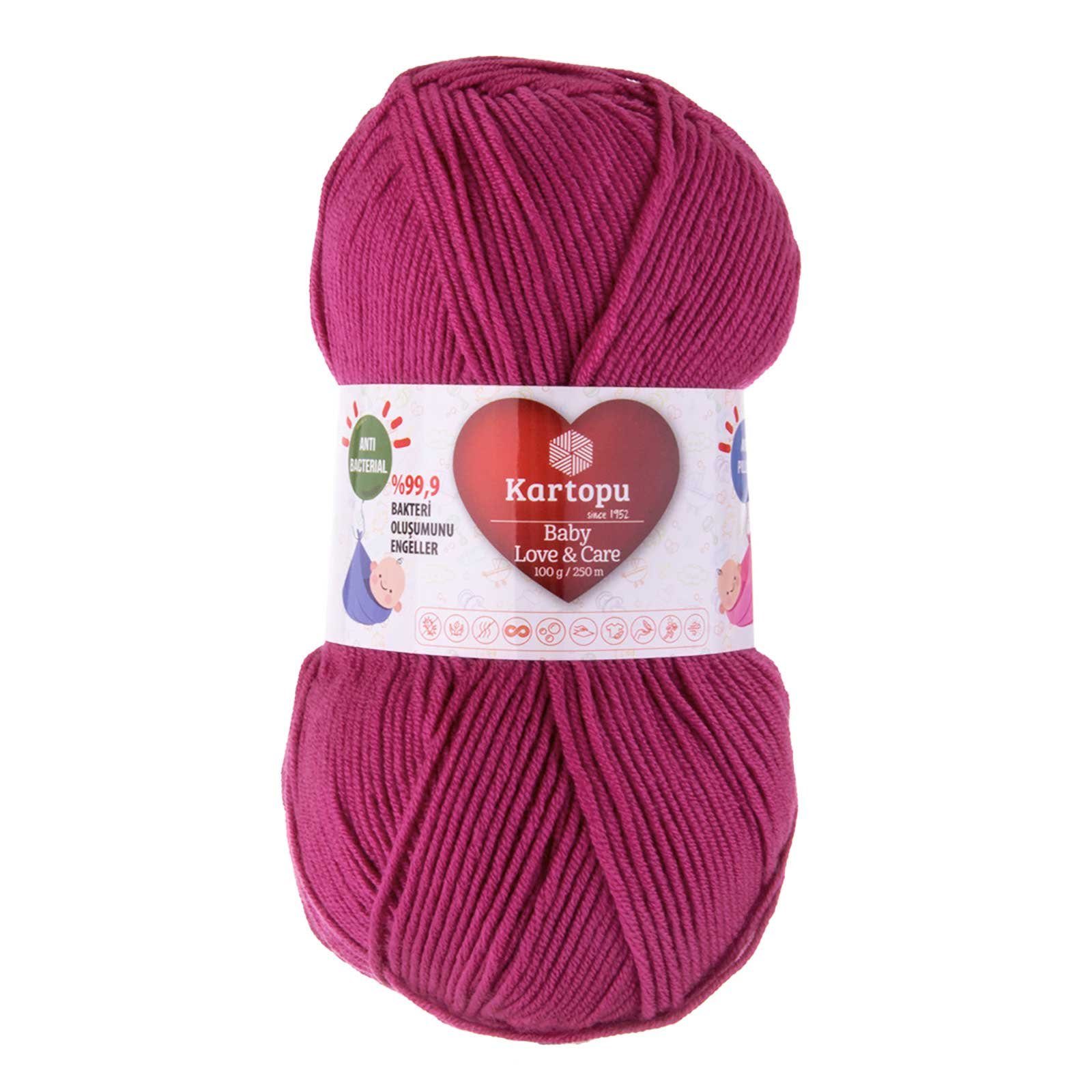 Kartopu 5 x 100g Strickgarn Kartopu Baby Love and Care Häkelwolle, 250 m, K245 orchidee