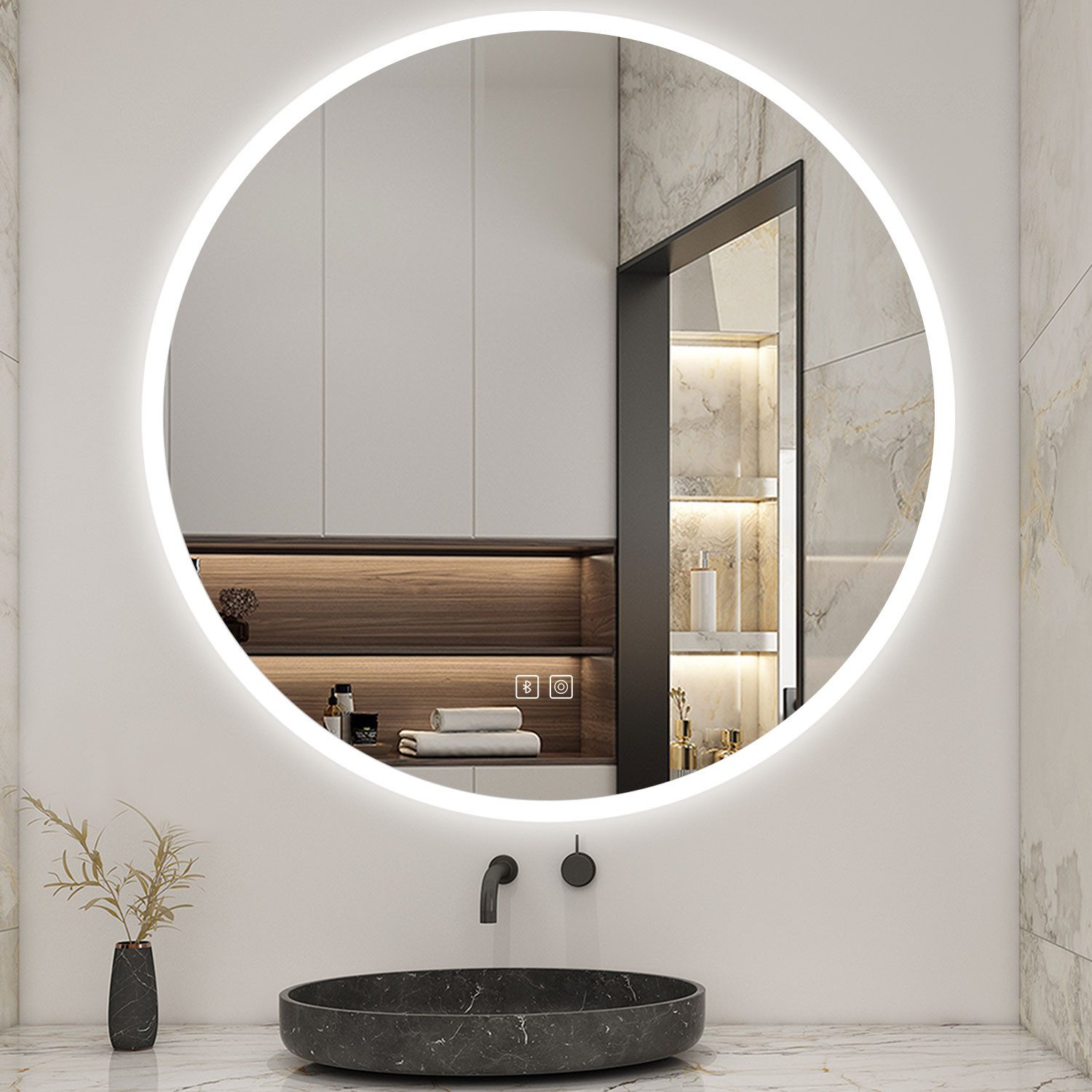 Aica Sanitär Badspiegel Rund mit Beleuchtung Wandspiegel Dimmbar günstig online kaufen