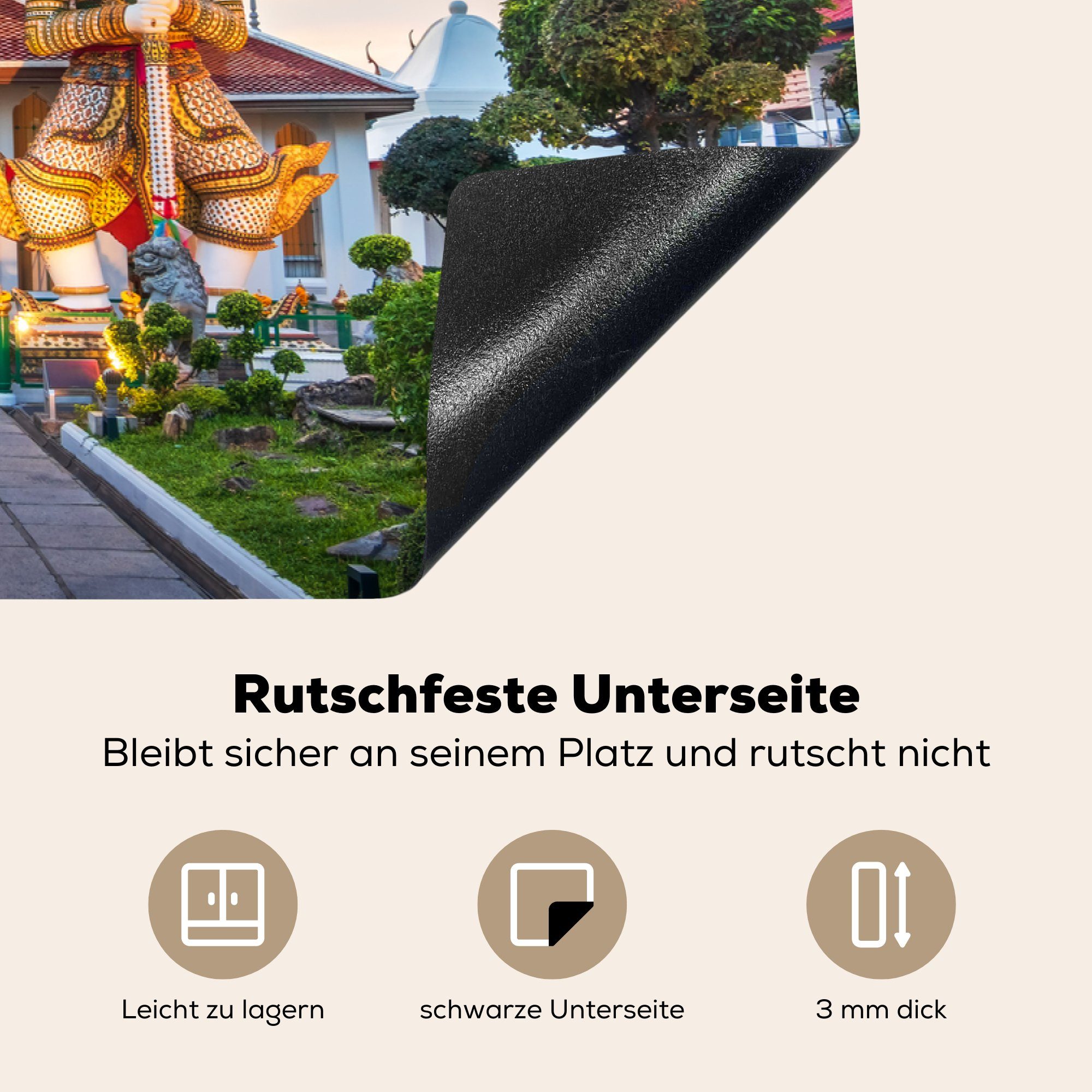 MuchoWow Herdblende-/Abdeckplatte Buddhistischer Tempel, Induktionskochfeld Schutz die Ceranfeldabdeckung cm, tlg), küche, für Vinyl, (1 81x52