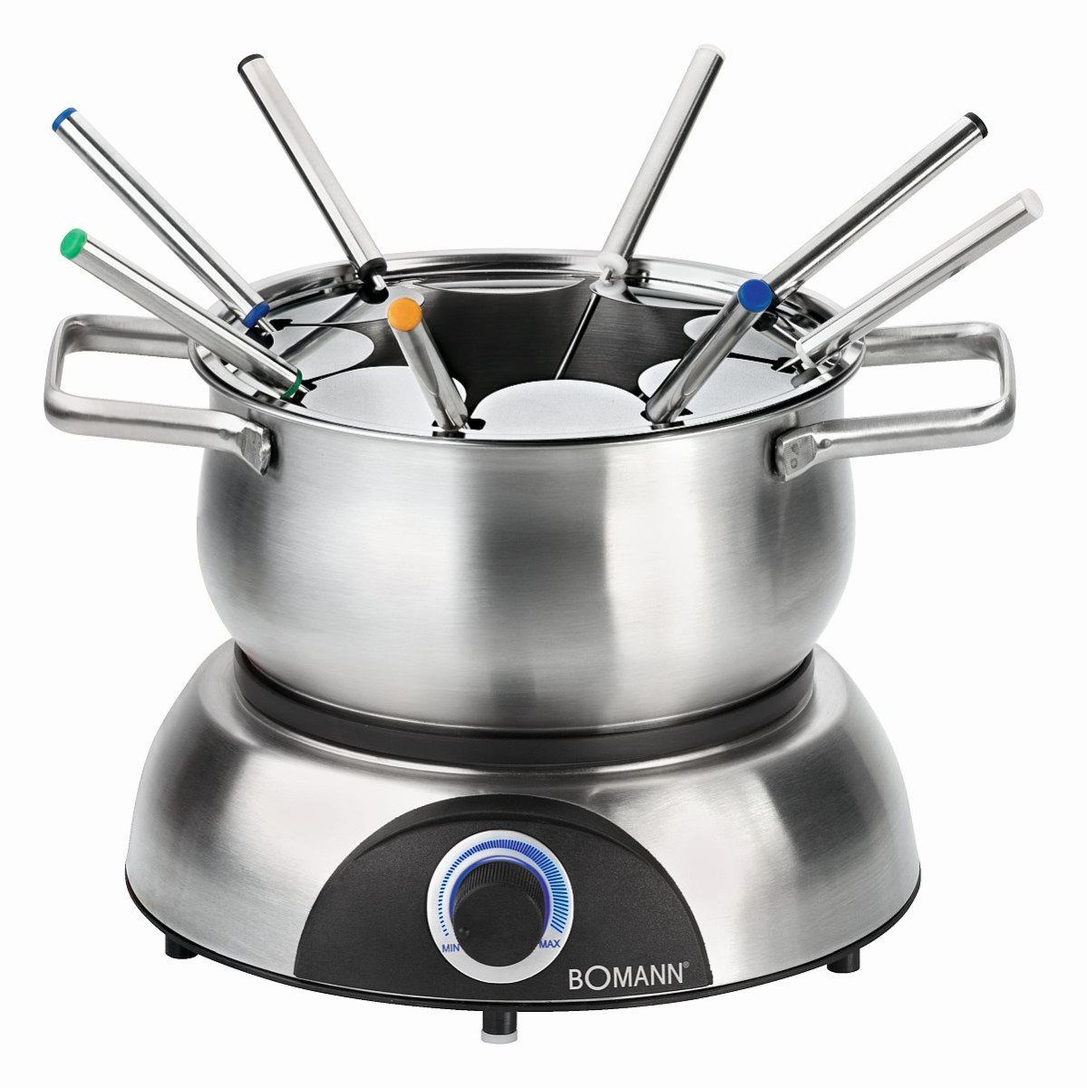 BOMANN Elektro-Fondue FD 2248 CB, Fondue-Set elektrisch, Edelstahl Fonduetopf