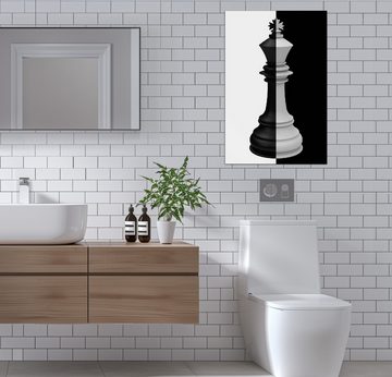 Wallario Wandfolie, Schachfigur schwarz-weiß, wasserresistent, geeignet für Bad und Dusche