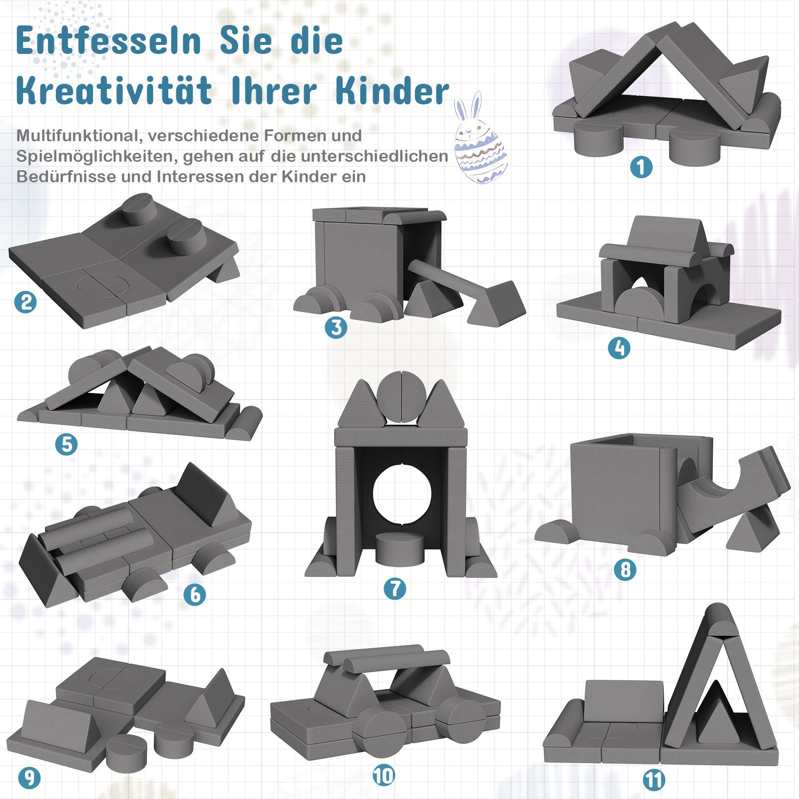 TLGREEN Kindersofa Spielsofa Cord, 15-Teiliges Modulare Kinderspielcouch, Kindersofa-Bausteine, Spielsofa für Kinder, kreatives Spielen für Kuschelecke im Kinderzimmer