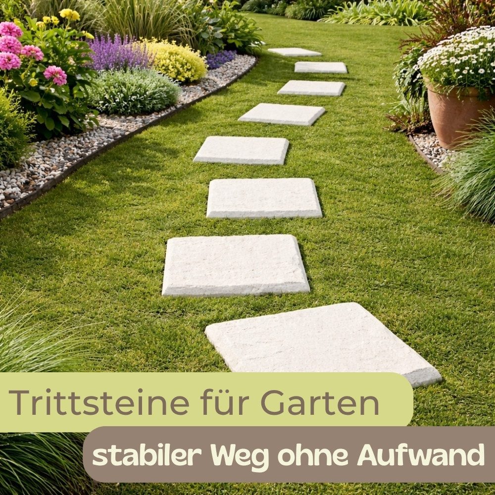 GarPet Klickfliesen 8er Set Trittsteine Garten Gehwegplatten Kunststoff 40x40 Trittplatten