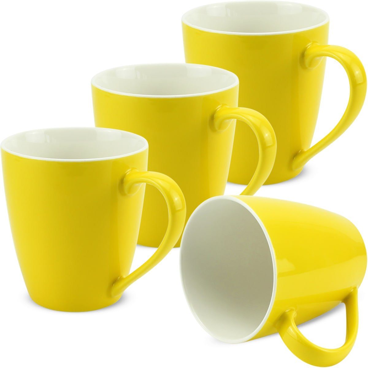 Tasse Kaffeetassen 4er Set einfarbig gelb Unifarben