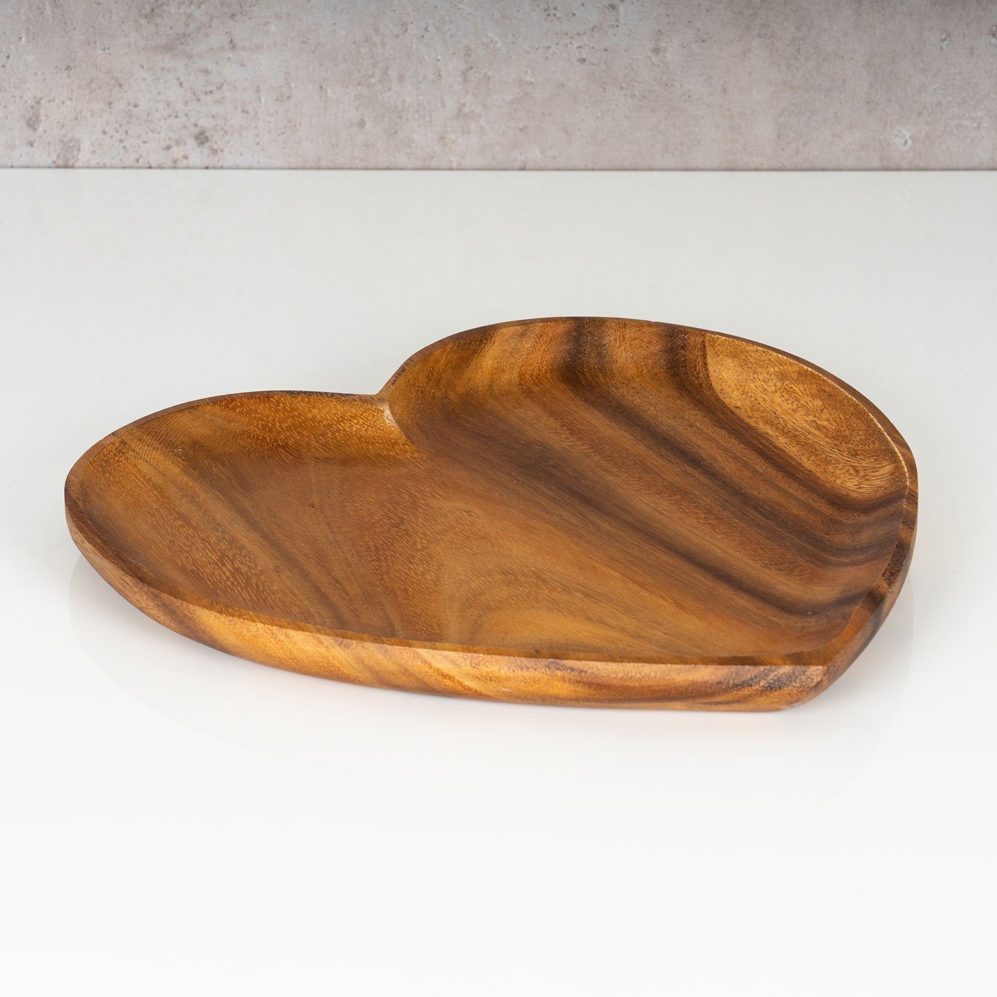 Levandeo® Dekoteller, Holzschale Akazie 25cm Herz Teller Snackschale Schale Obstschale