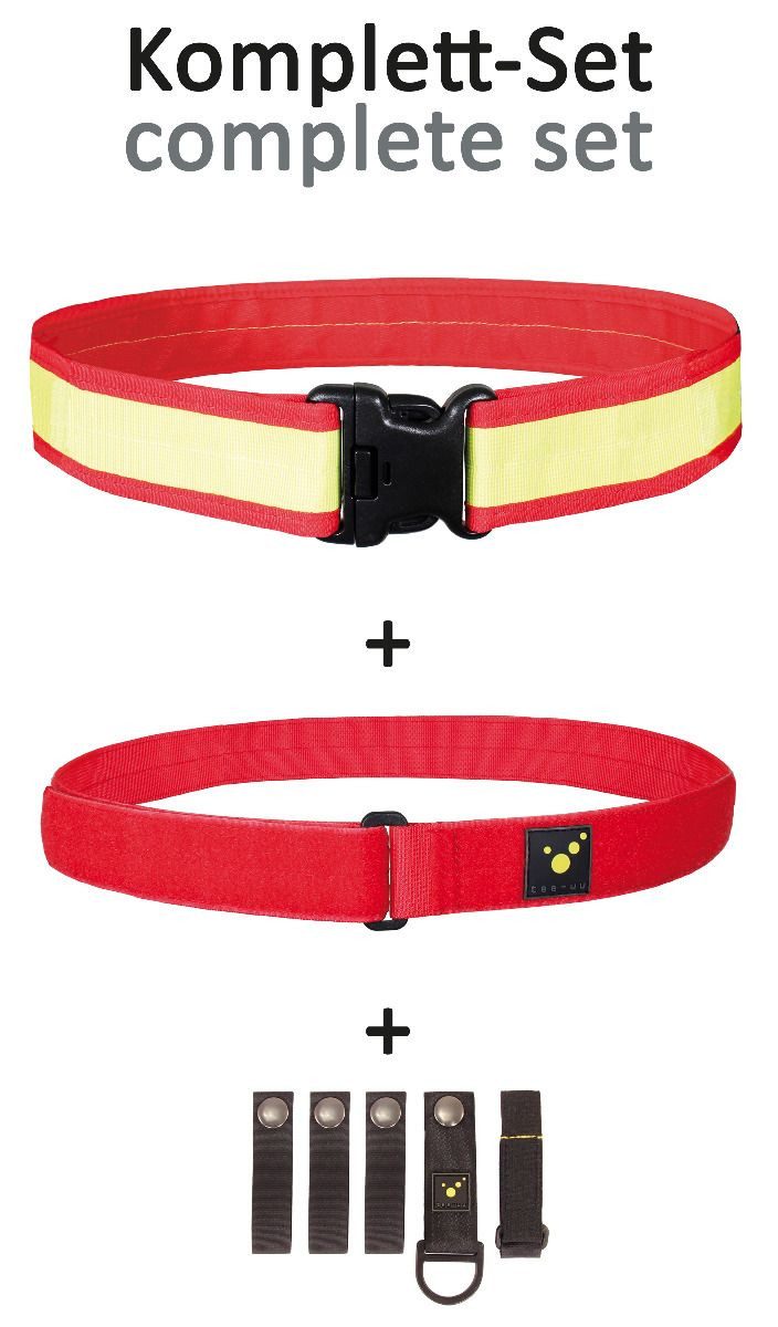 tee-uu Koppelgürtel Tee-uu RED Rettungsdienst-Koppel Größe XL 115 - 135cm (Komplettset, 1-St., Rettungsdienstgürtel) Unter-, Obergürtel, 4 Beltkeeper & GLOVE-FIX