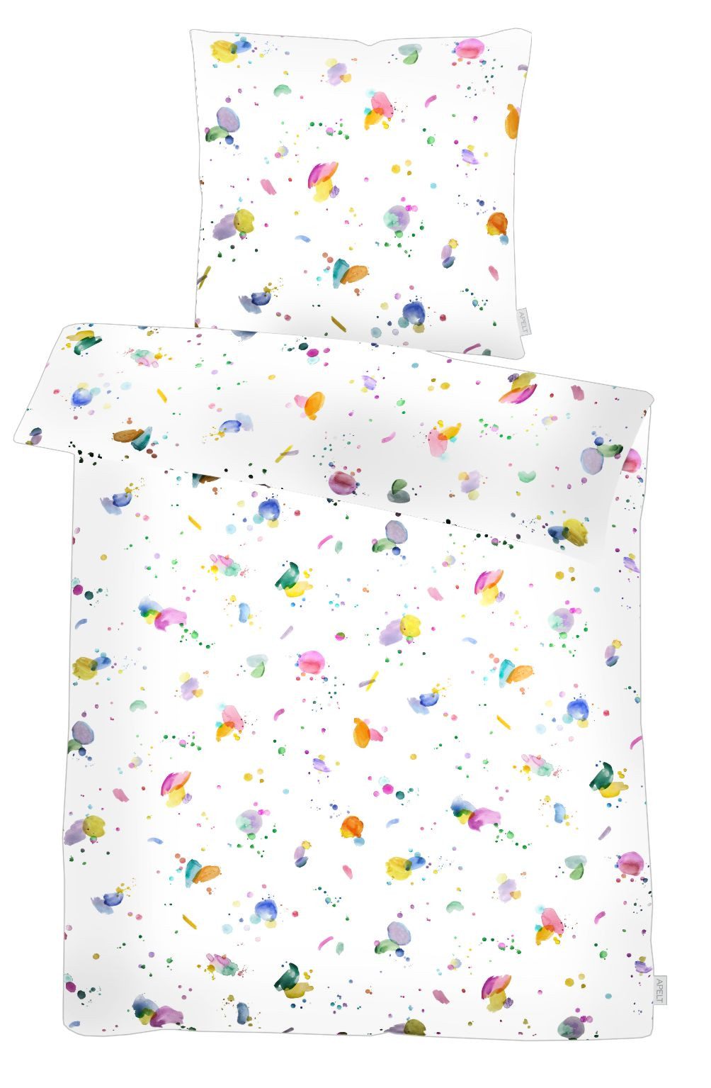 APELT Bettwäsche Kleks, Satin (Bio-Baumwolle), 2 teilig, Bettwäsche-Set mit Reißverschluss, Baumwoll-Satin, Digitaldruck