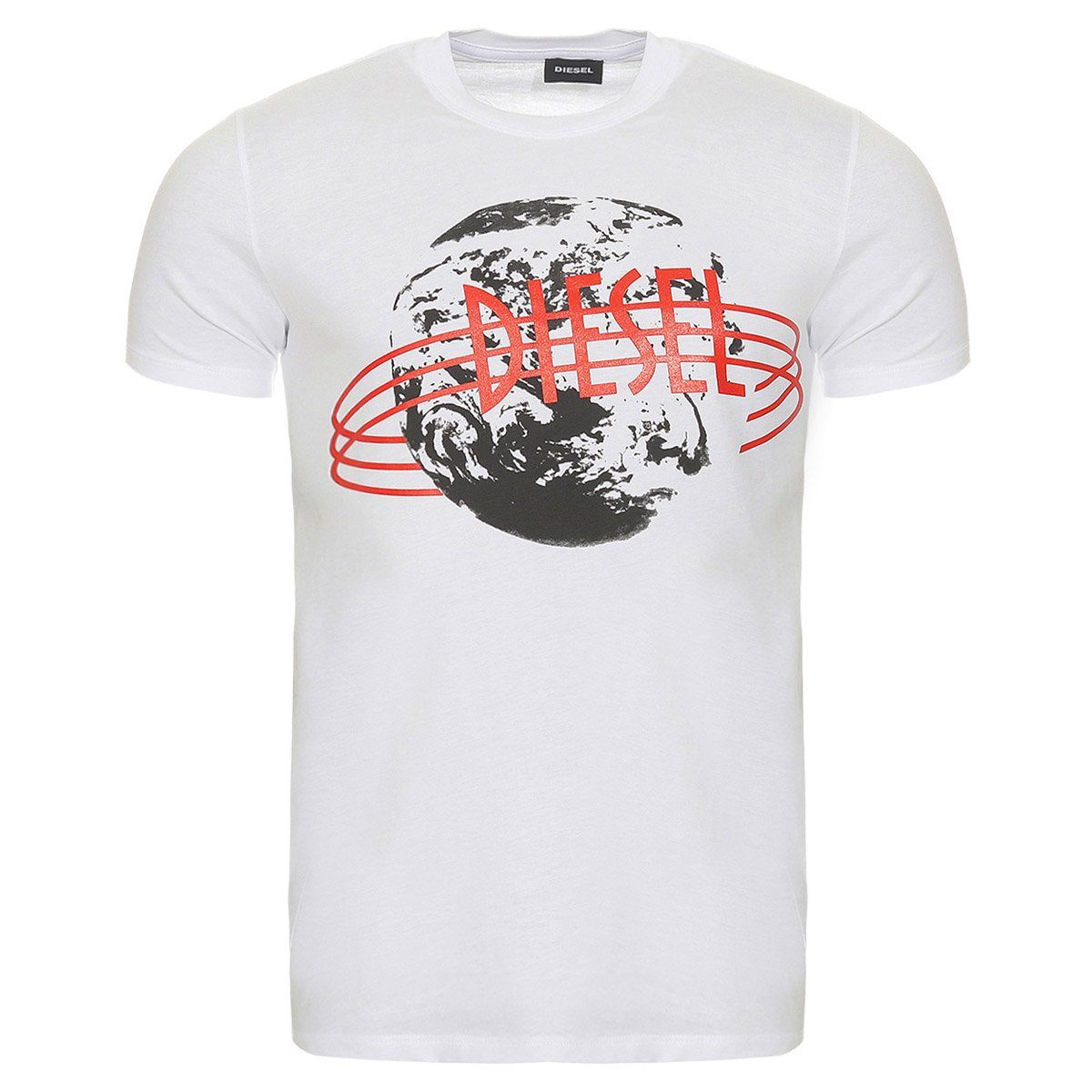 T-Shirt Herren T-DIEGO-NC Weiss T-Shirt Diesel Schnitt, Motiv Weltkugel Diesel Gerader