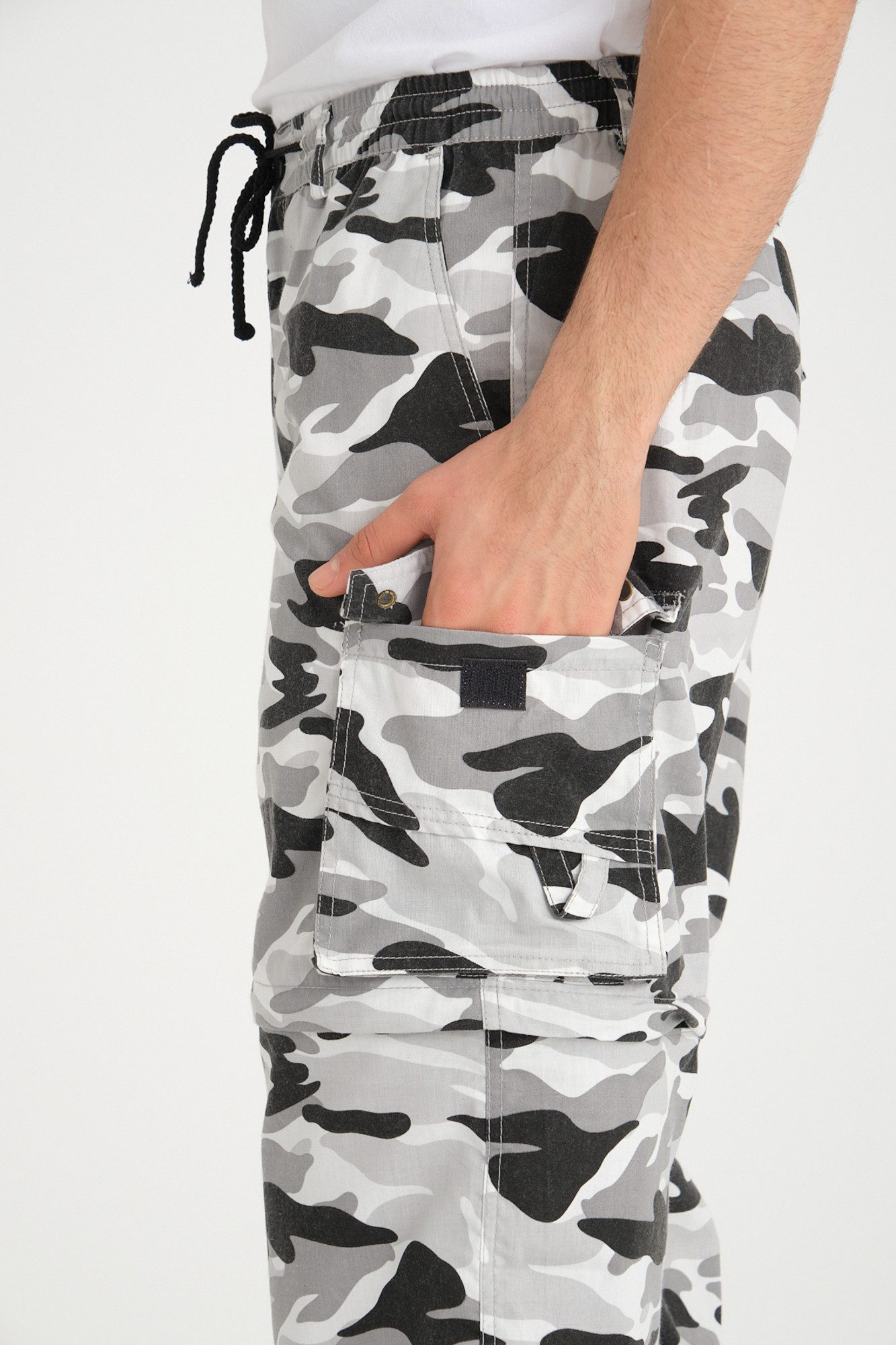 Kendindza Collection Cargoshorts Zipp Off Bermuda Shorts Herren kurze Hose 3/4 Hose Cargo Camouflage Taschen abnehmbare Beine kurze Hose Herren Cargoshorts Somm – Bild 4 von 5