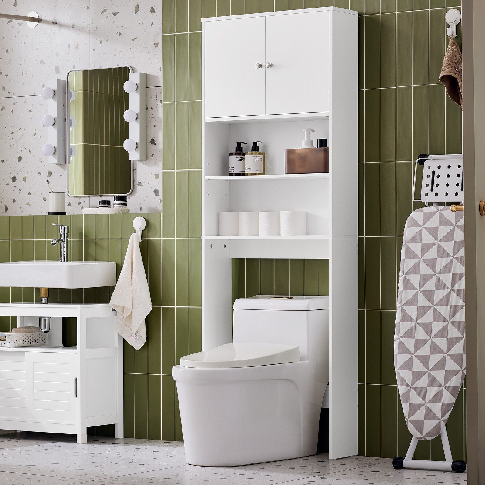 SoBuy Toilettenregal Badezimmerregal mit Schrank Waschmaschinenschrank BZR1 günstig online kaufen