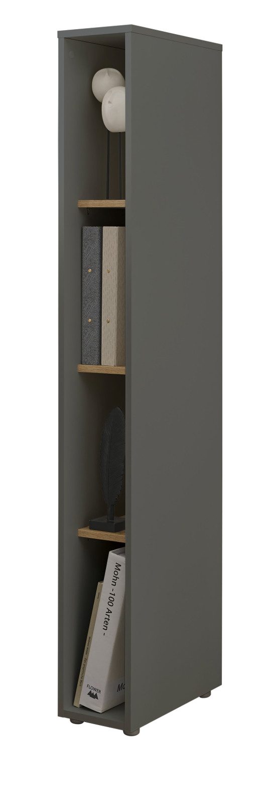 Furn.Design Aktenregal Center, Regalschrank in grau mit Wotan Eiche, 4 OH 20 x 158 cm, 4 Fächer