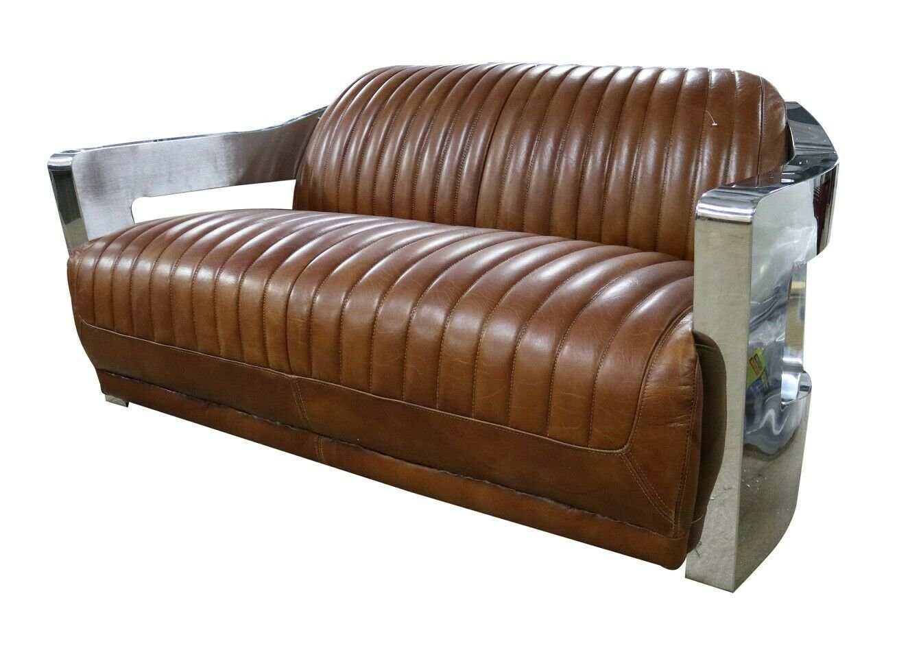 Sofa, Sofa Echtleder Retro Vintage 2-Sitzer JVmoebel Ledersofa Stil im
