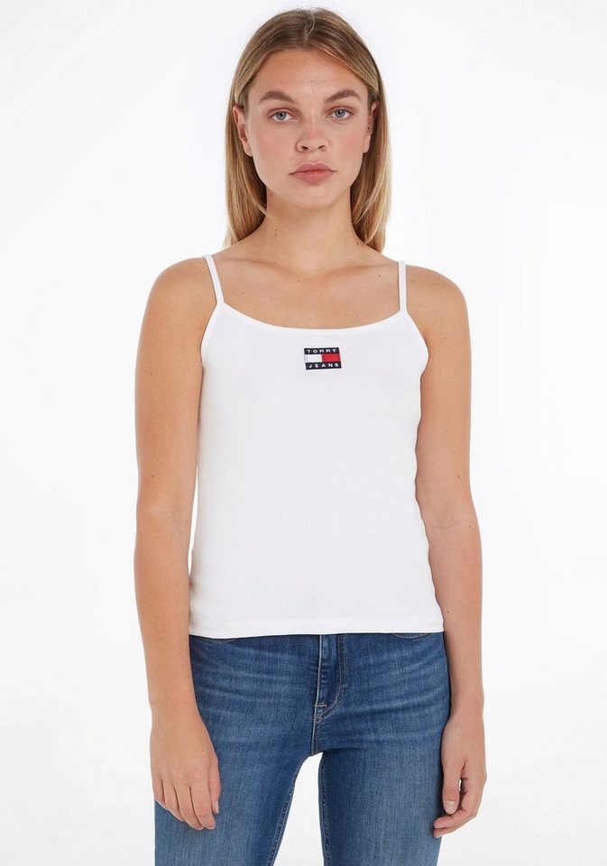 Tommy Jeans Spaghettitop TJW CENTER BADGE STRAP TOP mit eckigem Ausschnitt