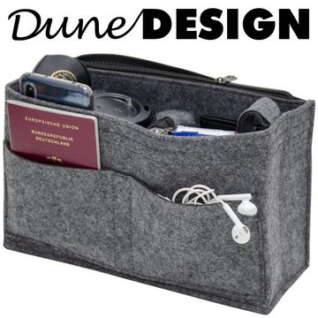 DuneDesign Aufbewahrungstasche Handtaschen Organizer M 27x10x16cm Filz Einsatz, 27x10x16 cm Innentasche Grau