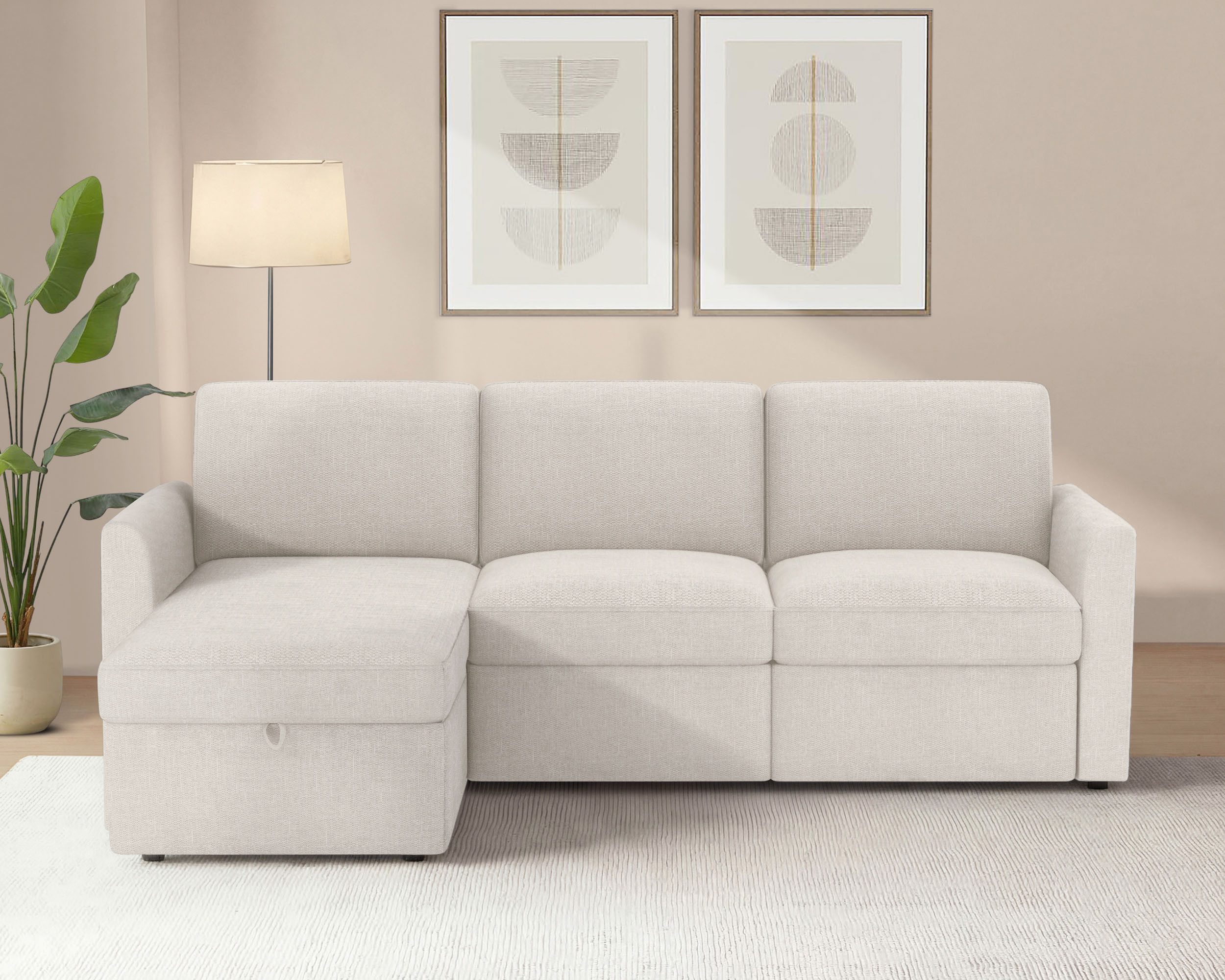Dorel Home Ecksofa NORDHUS, L-Form, 200 cm, Recamiere rechts/links montierbar, großer Stauraum, softer Cord und feiner Webstoff-Bezug