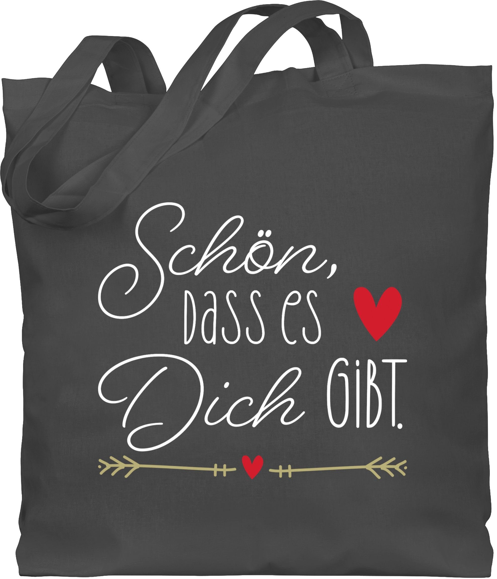 Shirtracer Umhängetasche Schön dass es dich gibt - Geschenke für Frauen Weihnachts-Geschenk Ges, Valentinstag Partner Liebe 3 Dunkelgrau