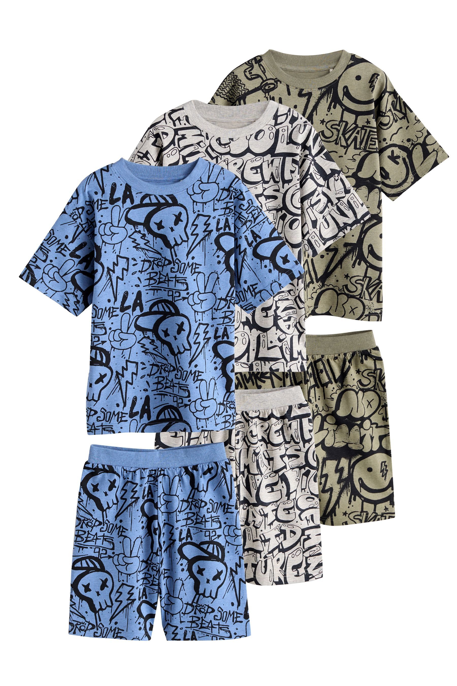 Next Pyjama Kurze Schlafanzüge, 3er-Pack (6 tlg)