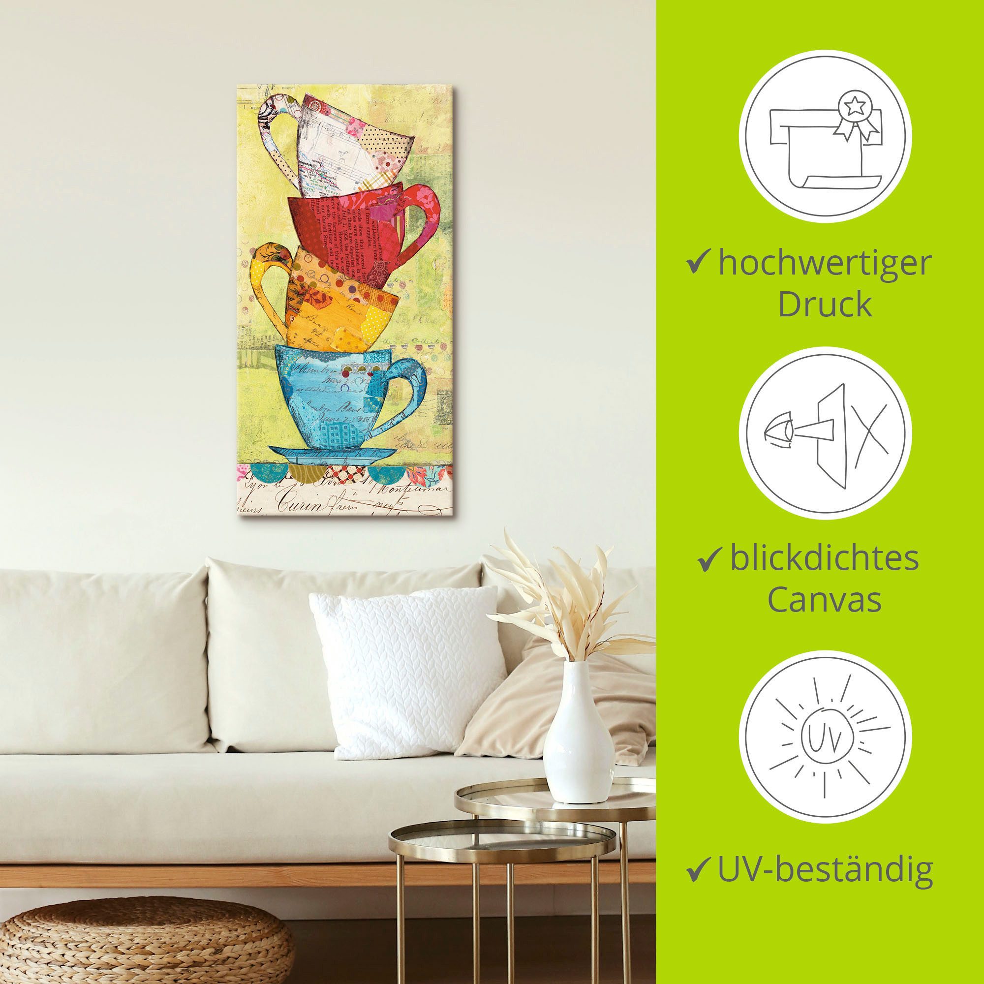 Artland Wandbild Komm zum Kaffee, Geschirr & Besteck (1 St), als Leinwandbild, Poster in verschied. Größen – Bild 4 von 5