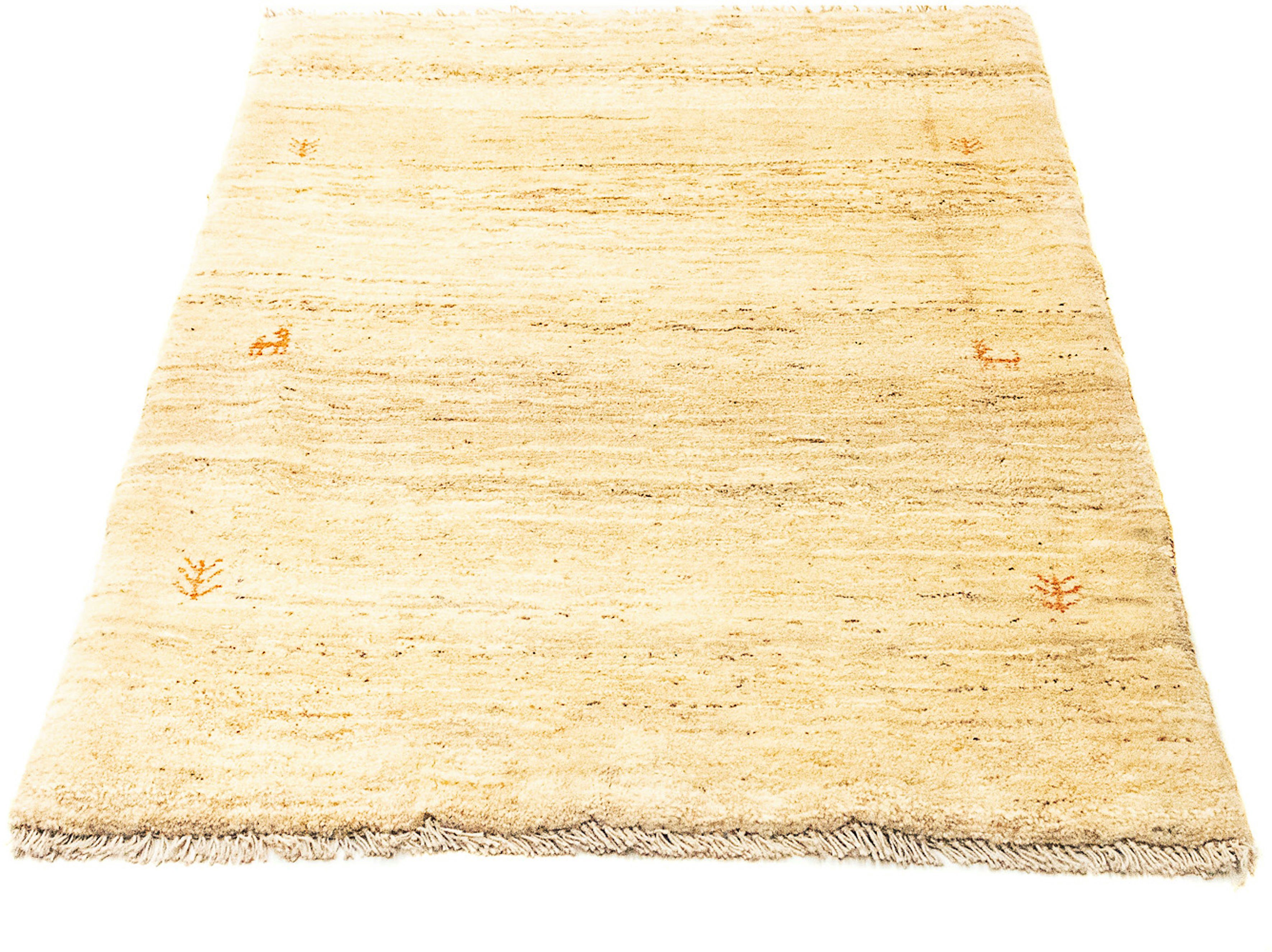Wollteppich Gabbeh - Perser - 130 x 87 cm - beige, morgenland, rechteckig,  Höhe: 18 mm, Wohnzimmer, Handgeknüpft, Einzelstück mit Zertifikat