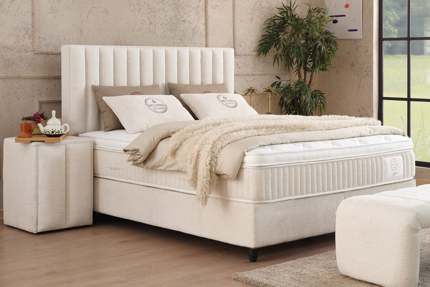 Pointhome Boxspringbett mit Matratze & Stauraum, Bett mit Bettkasten H3 (Boxspringbett 140 x 200 cm), 1 x H3 Mittelfest Matratze, 2 x Bettkasten, 1 x Bettkopfteil