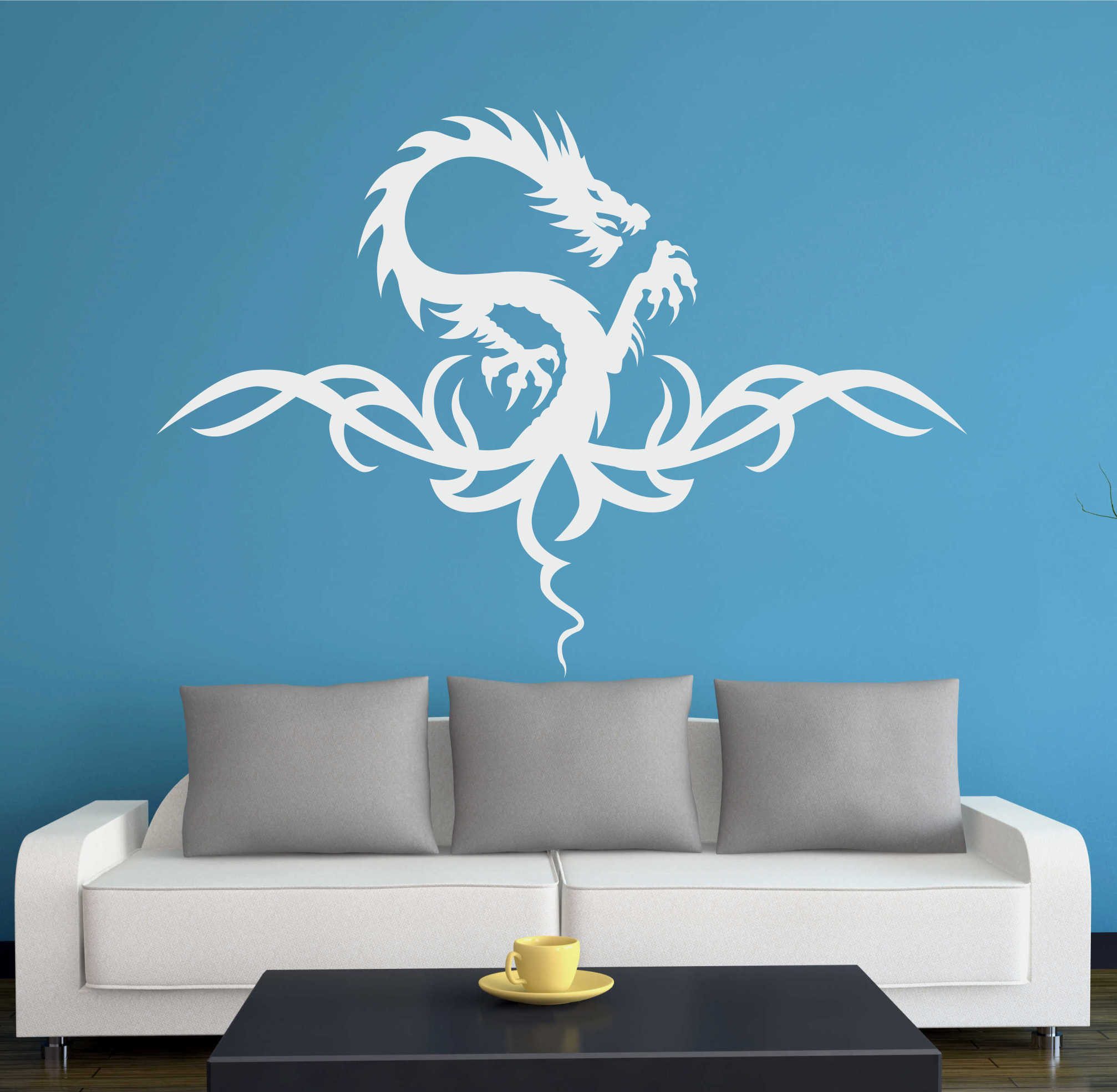 INDIGOS UG Wandtattoo Wandtattoo - Wandaufkleber - w358 Drachen Drache Monster Feuer