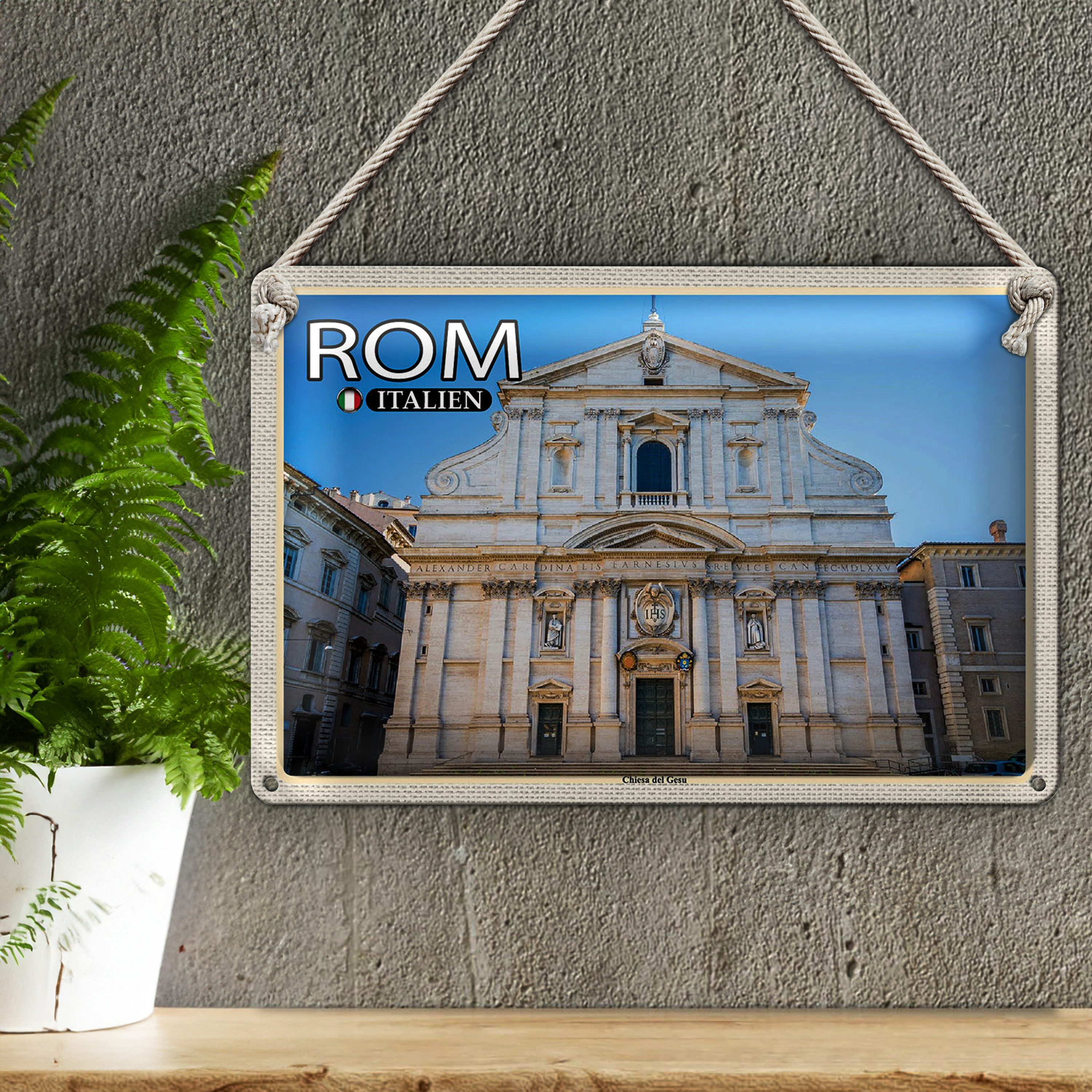 Roomando Metallschild Reise Rom Italien Chiesa del Gesu 40x30cm