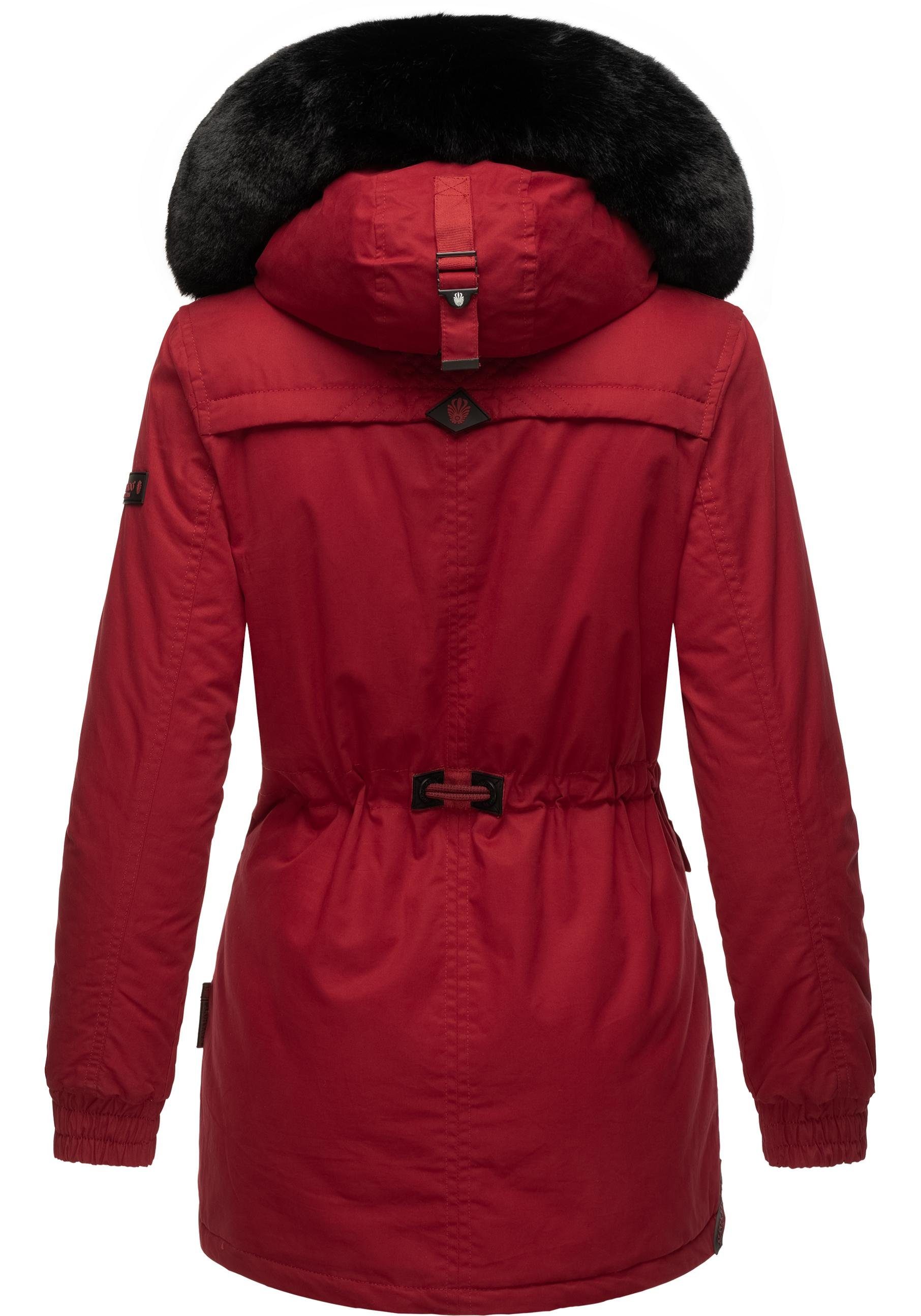 Wintermantel Marikoo Baumwoll-Parka Sportlicher für den blutrot Winter Olessaa