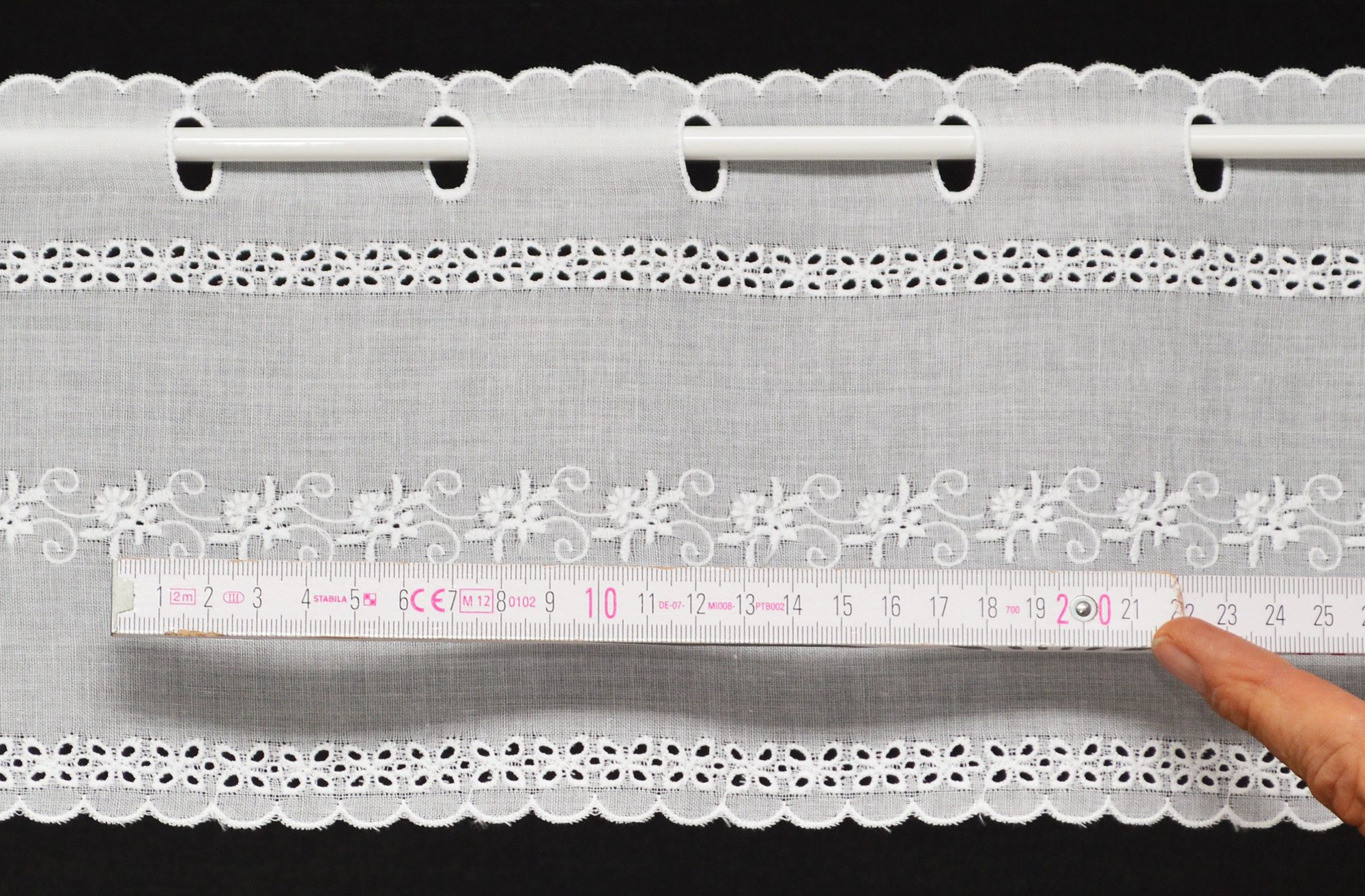 Gardinen Kranzusch Scheibengardine Batist Stickerei (1 St), Stangendurchzug, transparent, Stablöcher,transparent,verschiedene Höhen, Breiten – Bild 3 von 3