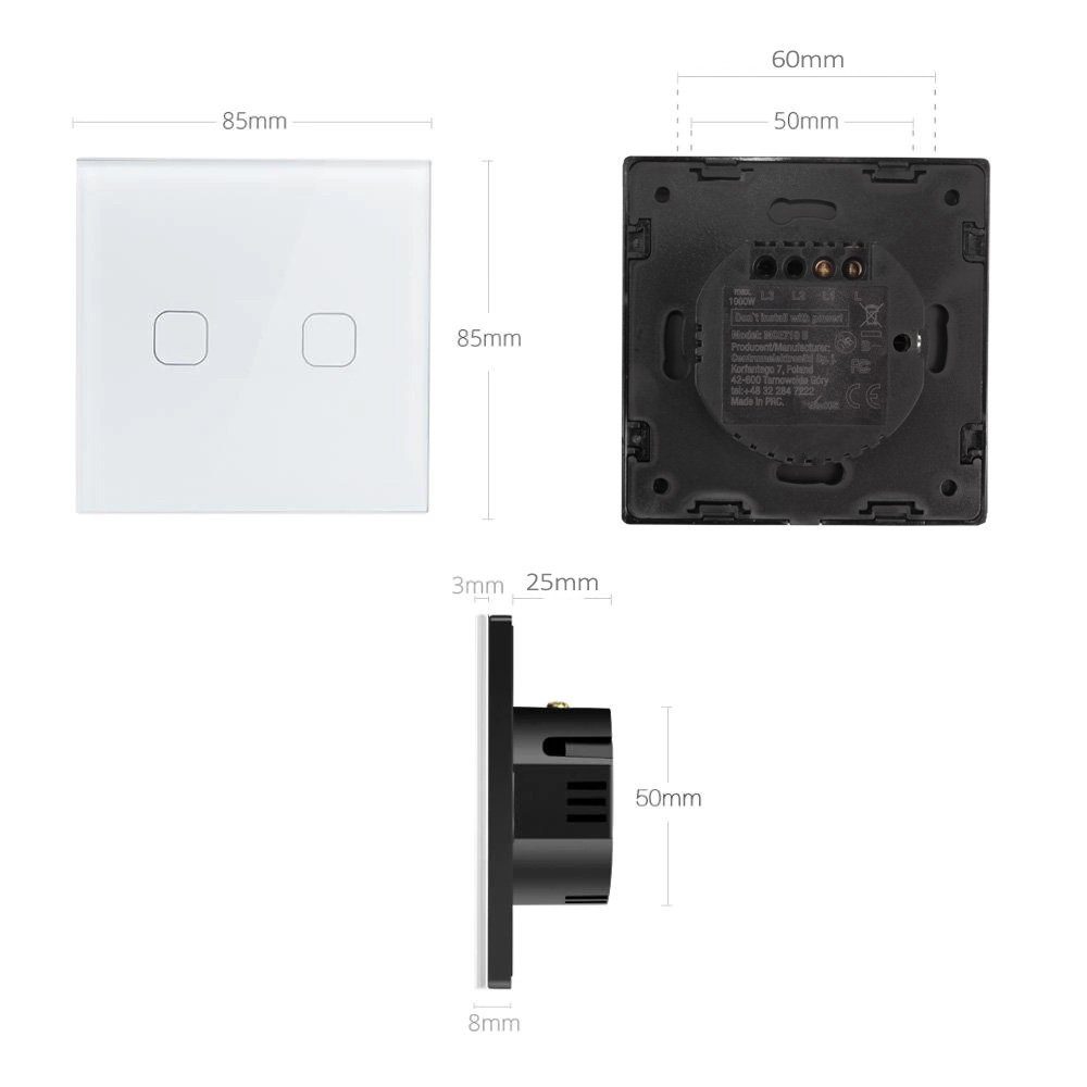 inkl. Wechselschalter LED-Adapter Lichtschalter, mit Touch-Steuerung; Weiß Maclean