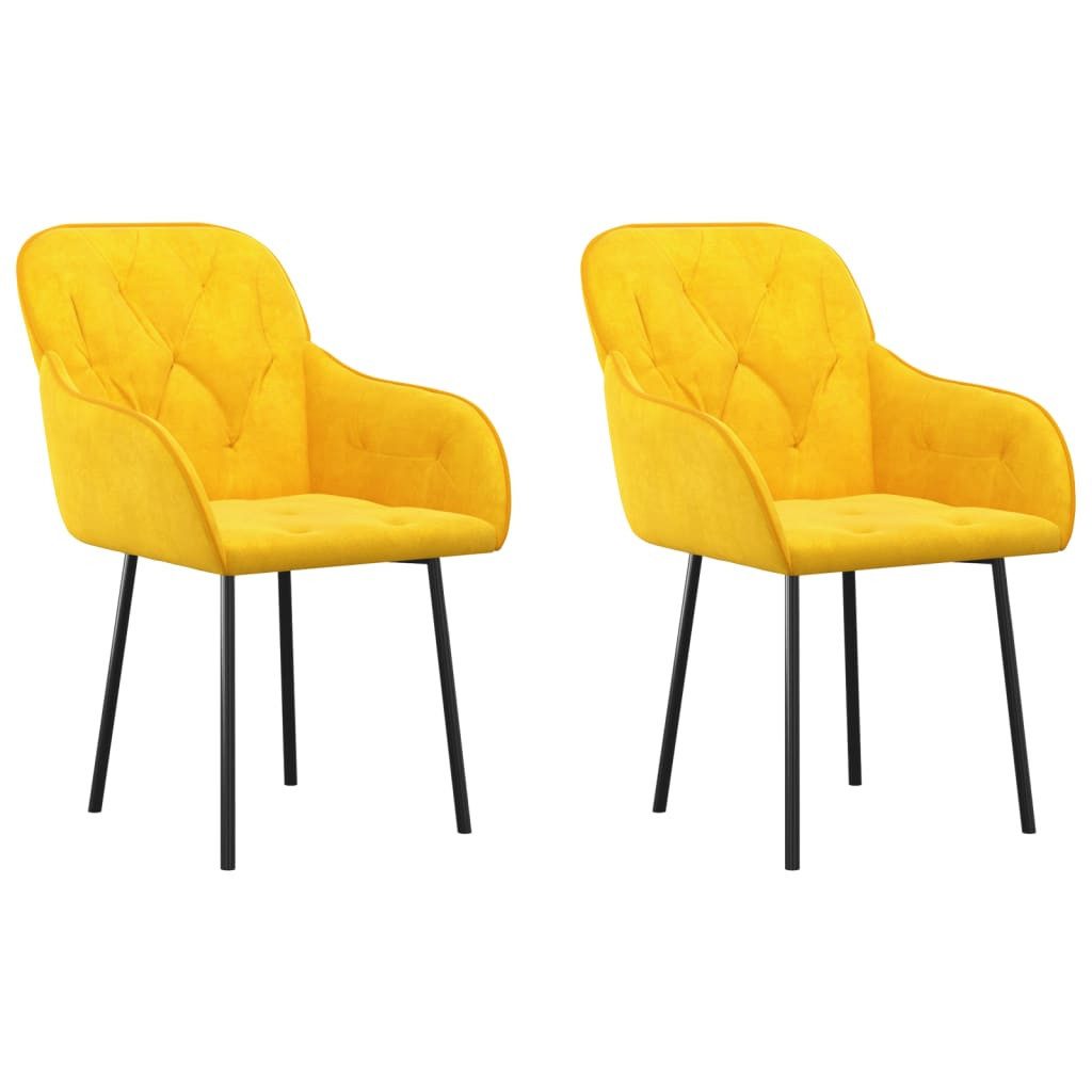 furnicato Esszimmerstuhl Gelb 57x61x80 cm mit Samtbezug und stabilem (2 St)
