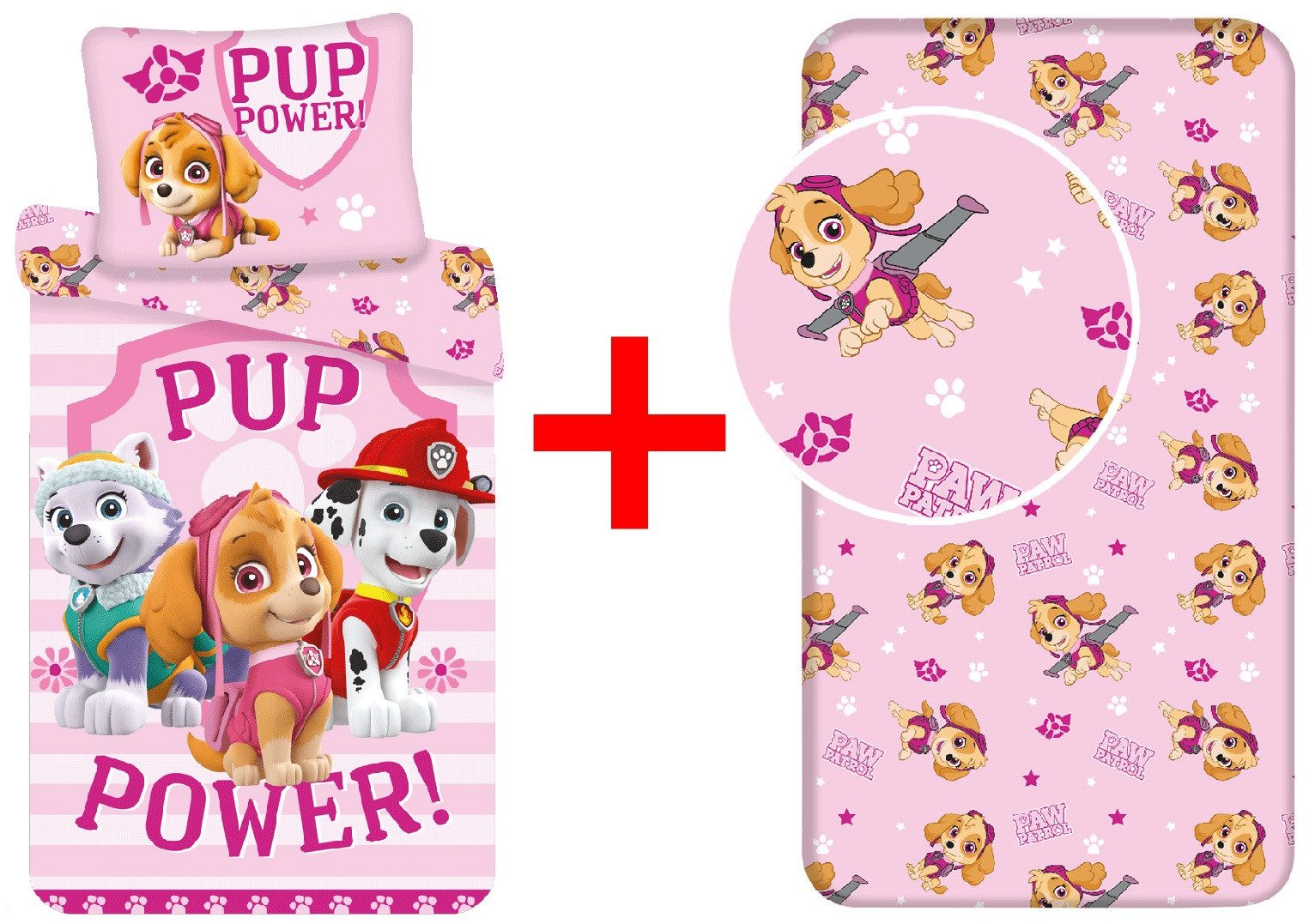 Jerry Fabrics Kinderbettwäsche Paw Patrol Bettwäsche-Set 140x200cm + Bettlaken 90x200cm Set, Renforcé, 2 teilig