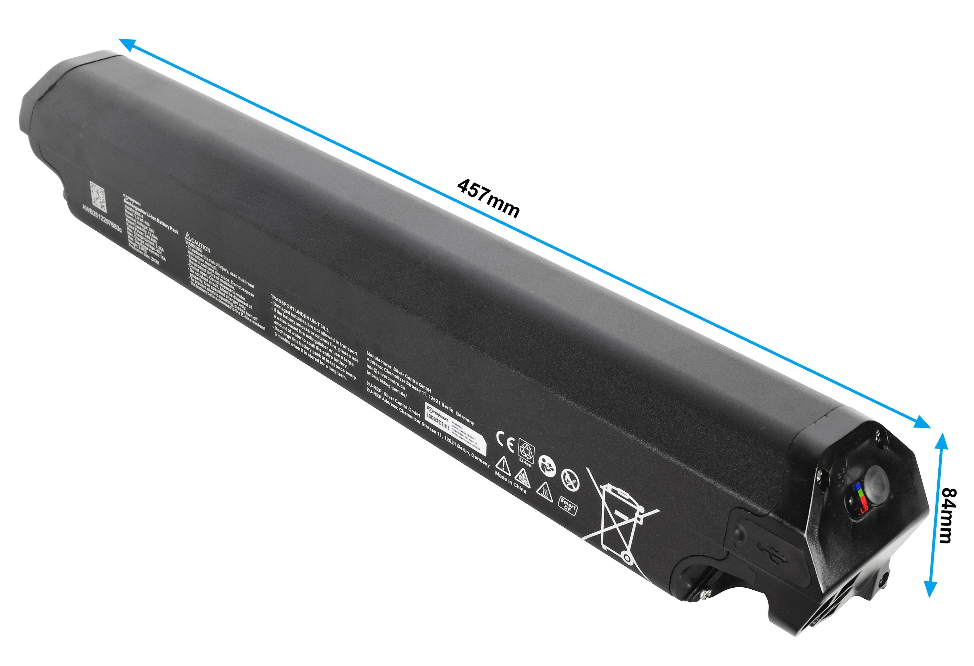 PowerSmart 505mm E-Bike Akku für bad-bike Evo Fat 250W Li-ion 13600 mAh (36 V)