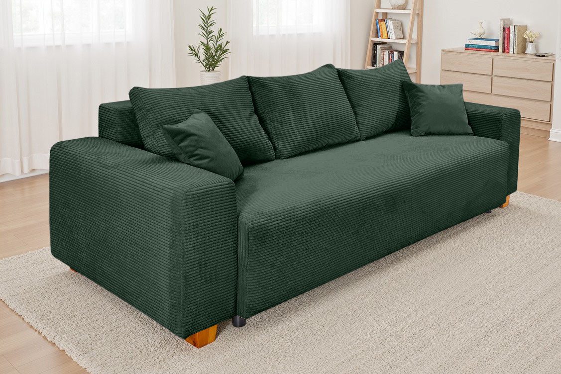 COLLECTION AB Schlafsofa Yves, B: 243 cm, Liegefl. 142x194 cm, Schlaffunktion, Bettkasten & 2 Zierkissen, Federkern
