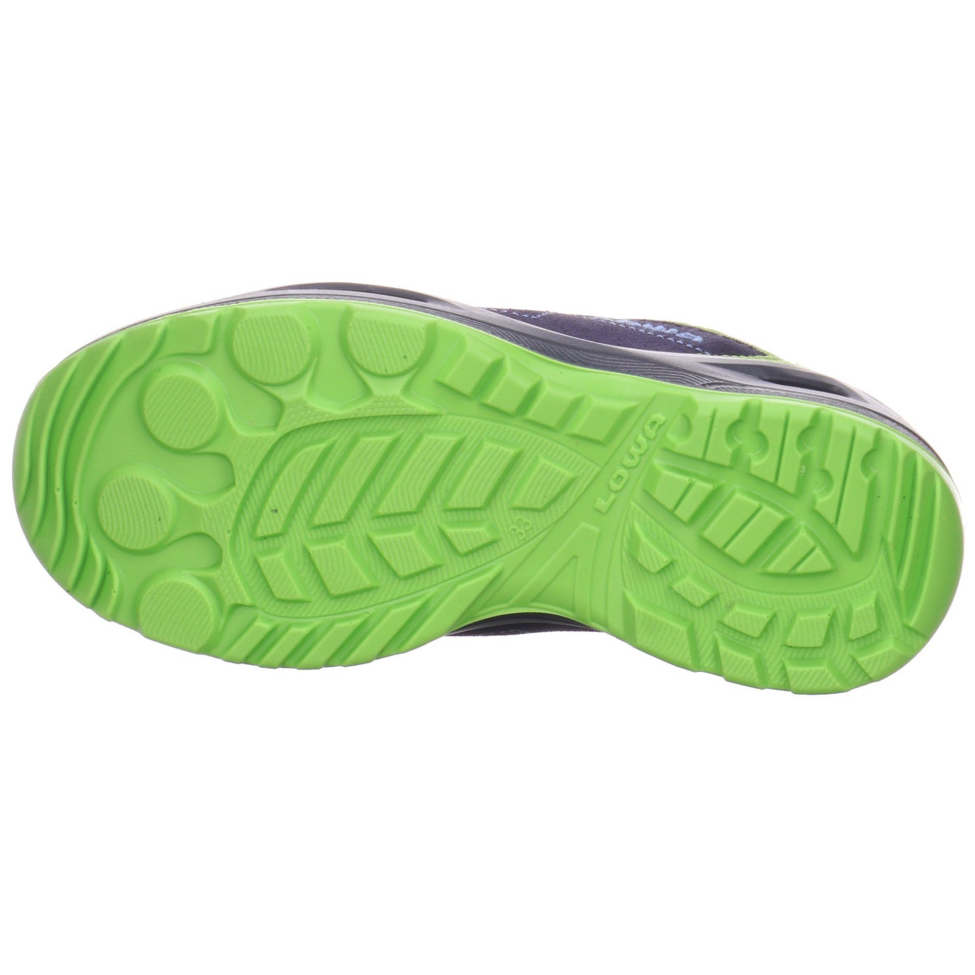 Outdoorschuh Lowa dunkelblau/neon Jungen Schnürhalbschuhe Leder-/Textilkombination