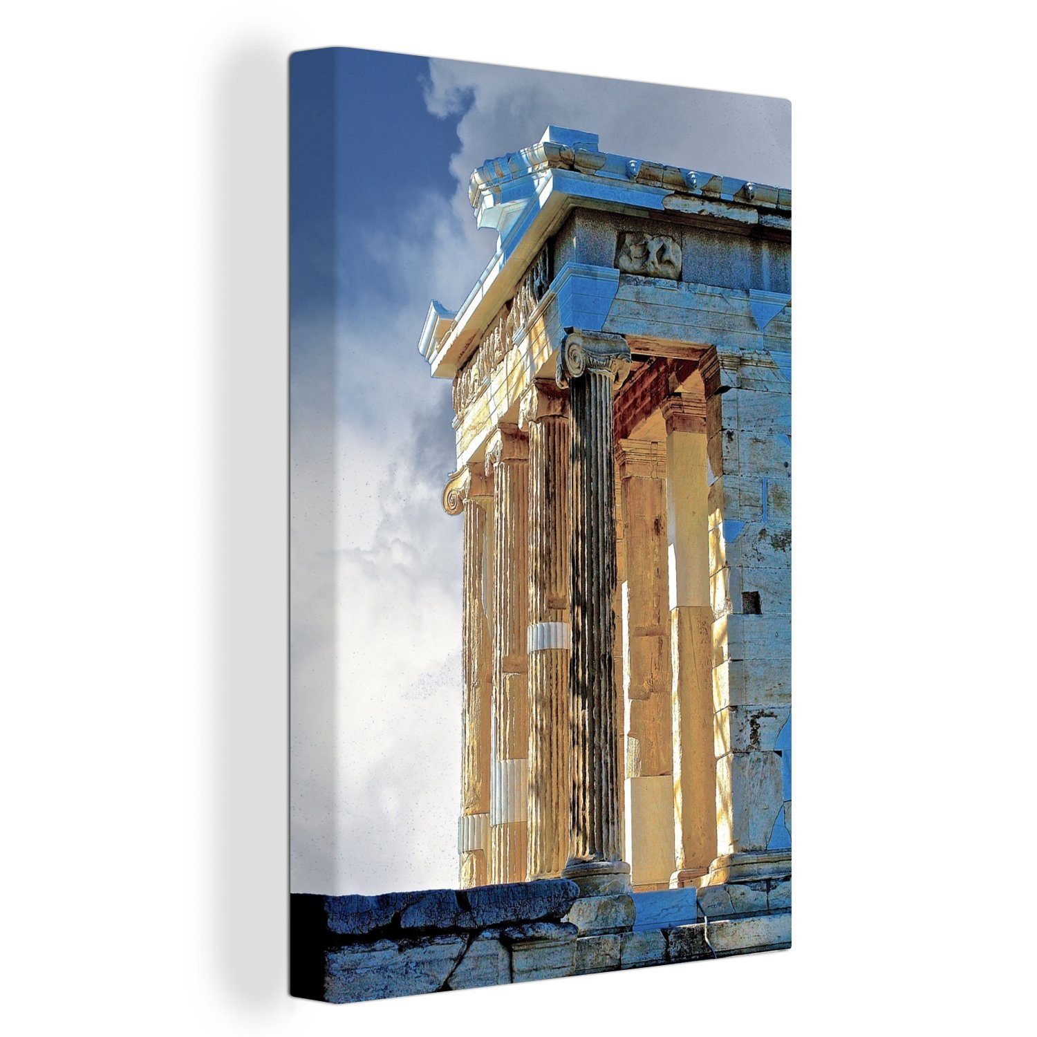 20x30 inkl. fertig (1 OneMillionCanvasses® Leinwandbild Tempel, St), Griechischer Zackenaufhänger, Gemälde, bespannt cm Leinwandbild
