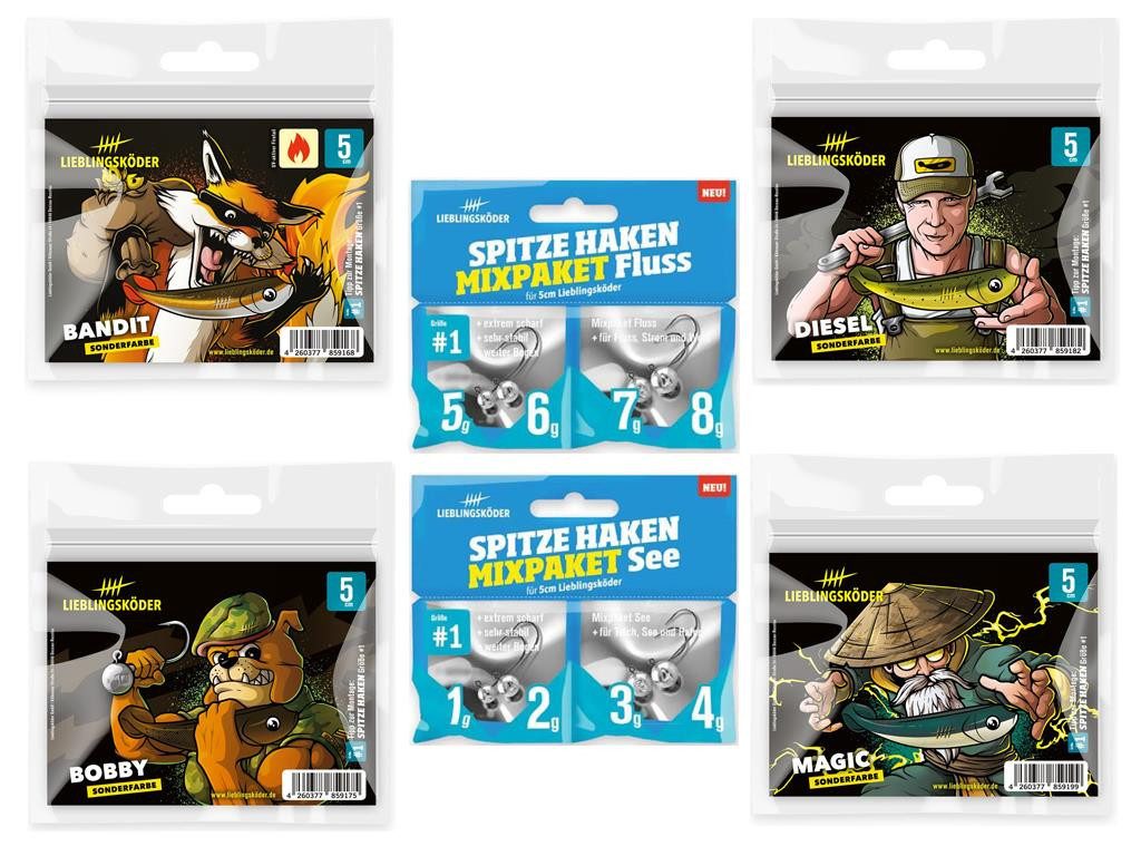 Lieblingsköder Kunstköder Lieblingsköder - Barsch 5 cm - Sonderfarben-Set, (Sonderfarben Barsch-Set 5 cm, 1-St. SpinMad Originals 15 Farben), Effektiver Lauf, Exzellente Verarbeitung