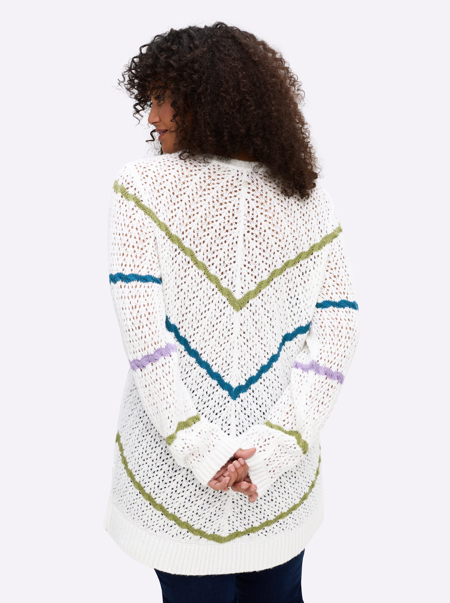 Sheego Strickpullover Pullover Langarm Ajour, Zopfmuster