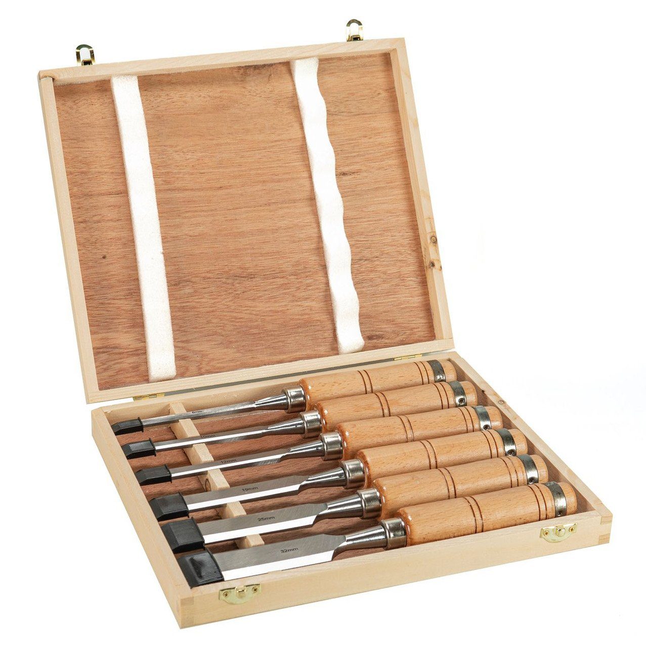 myMAW Drechselbank 6 x Stechbeitel in Holzkiste Profi Stemmeisen Stecheisen Beitel …