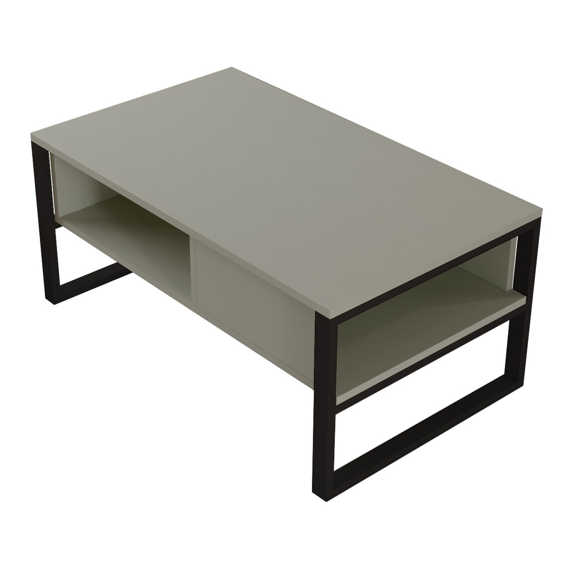 en.casa Couchtisch, »Laukaa« rechteckig Metallgestell 100 x 60 x 45 cm Grüngrau