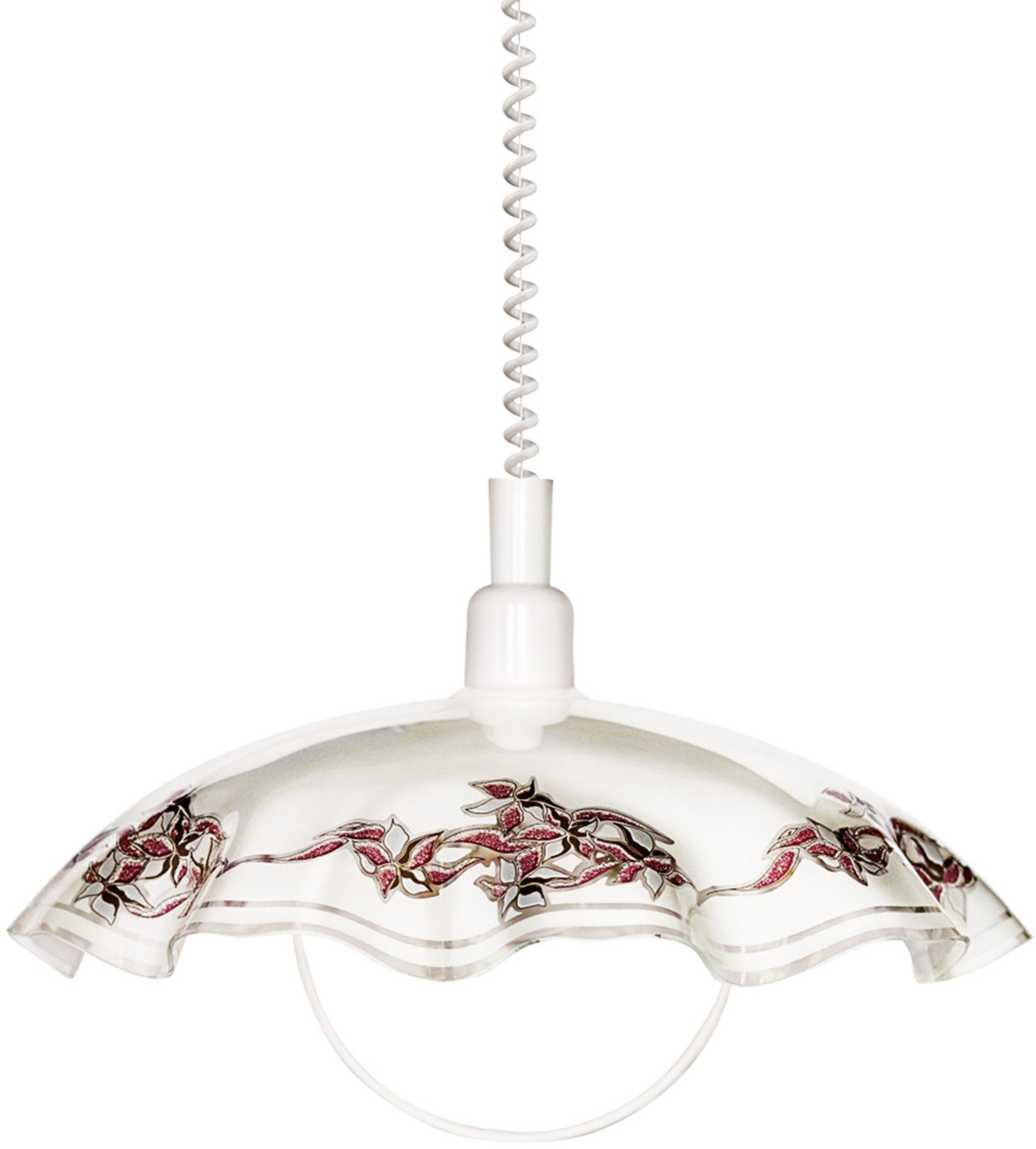 EGLO Pendelleuchte VETRO Hängelampe, Küchenlampe, florales Muster, weiß, E2 günstig online kaufen