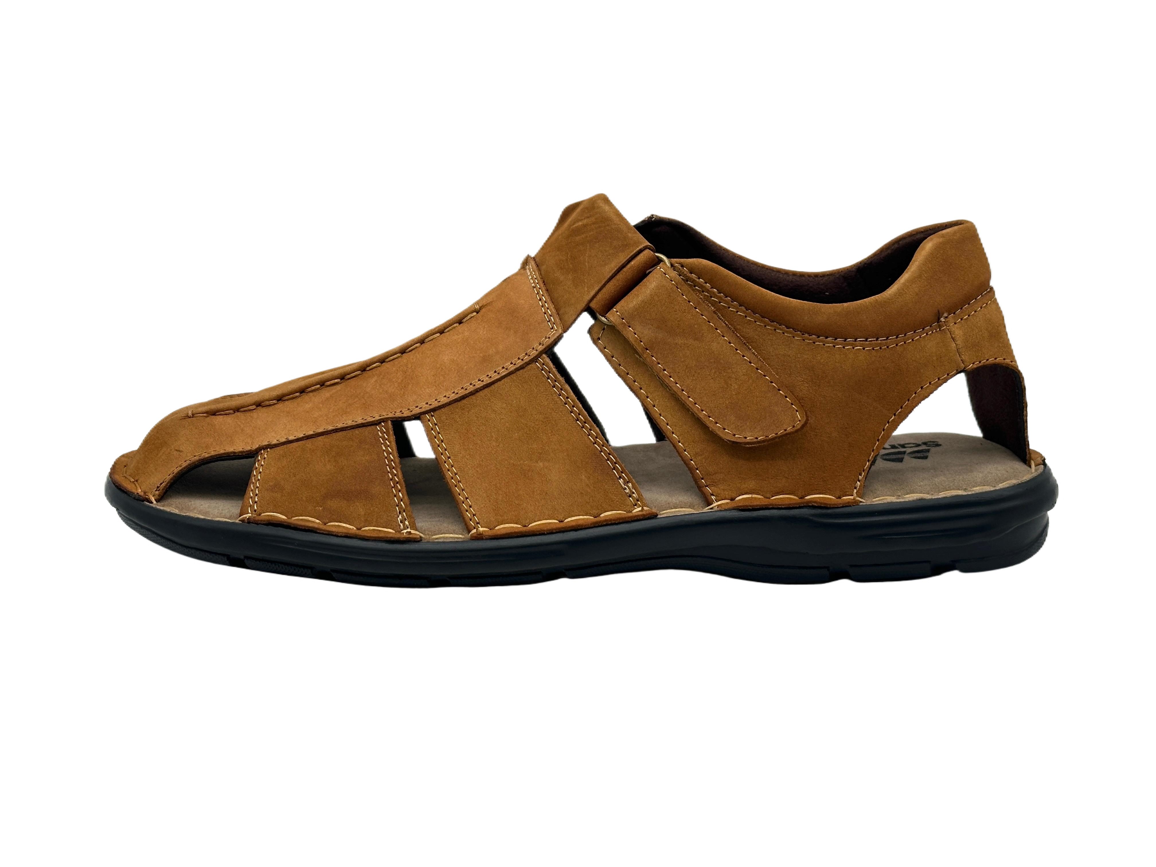 Nowaland Herren Echtleder Sandalen bequem Klettverschluss Sommer Sandale Echtleder, weiches Fußbett, flexibel und alltagstauglich