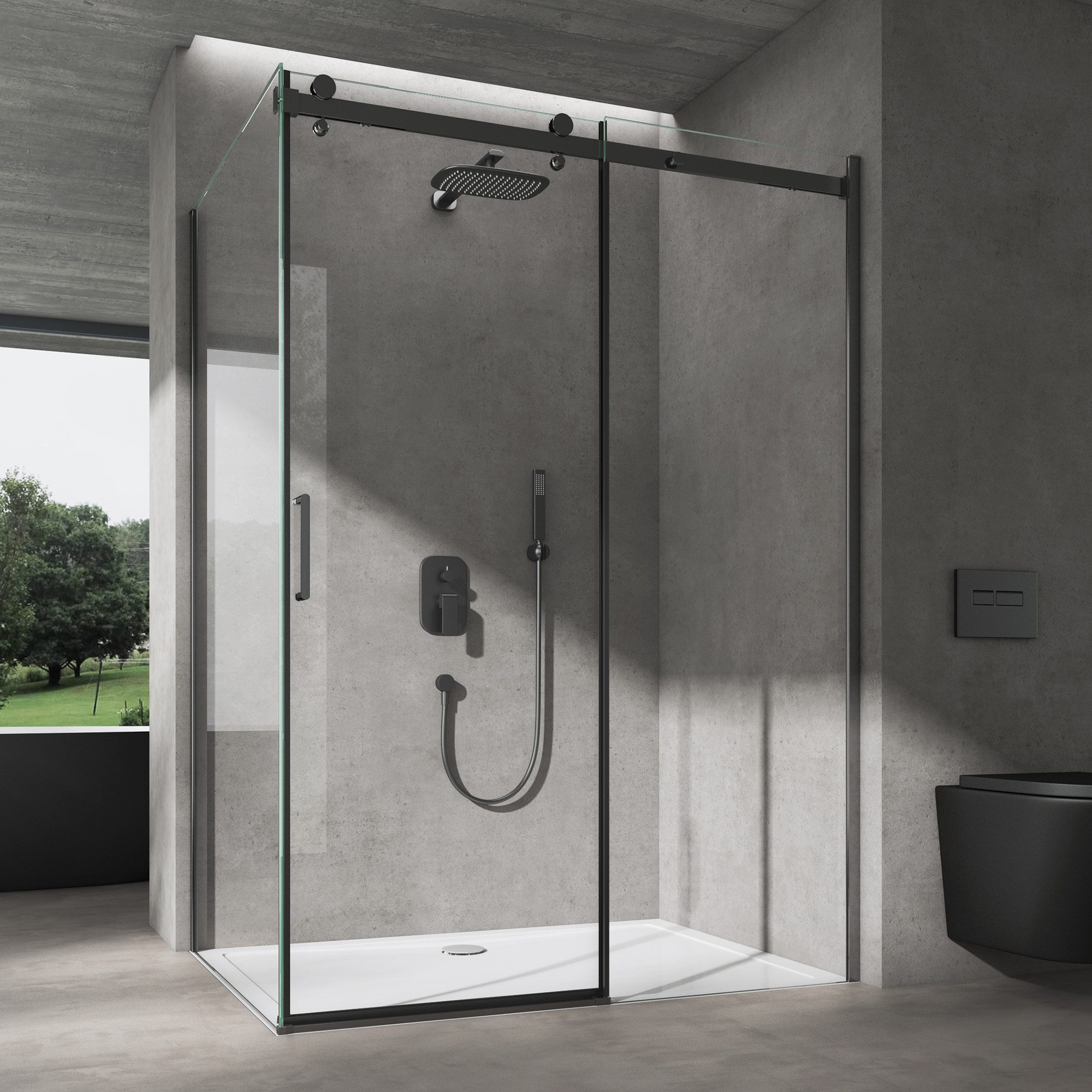 doporro Eckdusche Duschkabine Ravenna19K schwarz ESG-Sicherheitsglas günstig online kaufen
