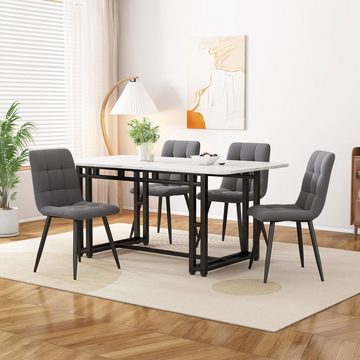 SIKAINI Esstisch (Moderner Esstisch mit Metallbeinen, geeignet für Esszimmer, Wohnzimmer, schwarze Farbe, ohne Stühle, 1-St., Luxuriöser, leichter Esstisch mit schwarzen Metallbeinen), Einzelner Luxus-Esstisch