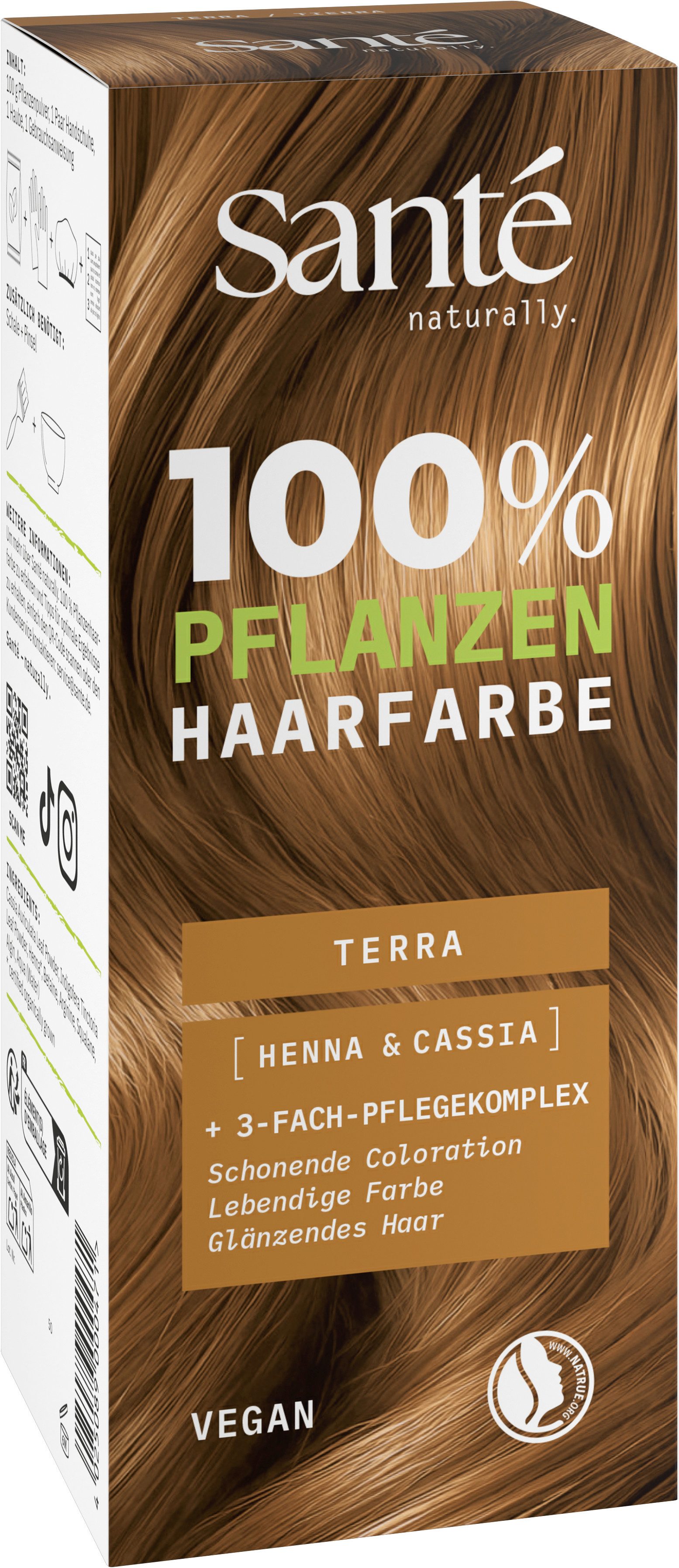 SANTE Coloration PFLANZENHAARFARBE, mit Pflanzenpigmenten, permanente Colorierung, vegan