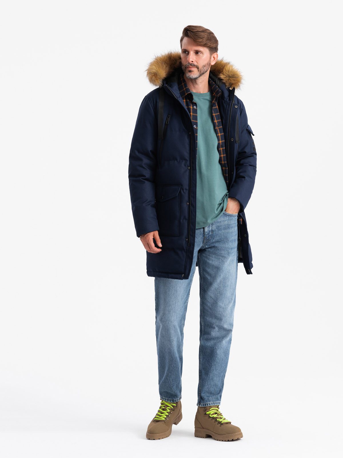 OMBRE Winterjacke Lange warme Herrenjacke mit günstig online kaufen
