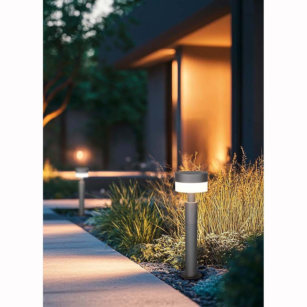 TRIO Leuchten LED Außen-Stehlampe, LED-Leuchtmittel fest verbaut, Warmweiß, Außenstehlampe Sockelleuchte Gartenlampe anthrazit Terrassenlampe