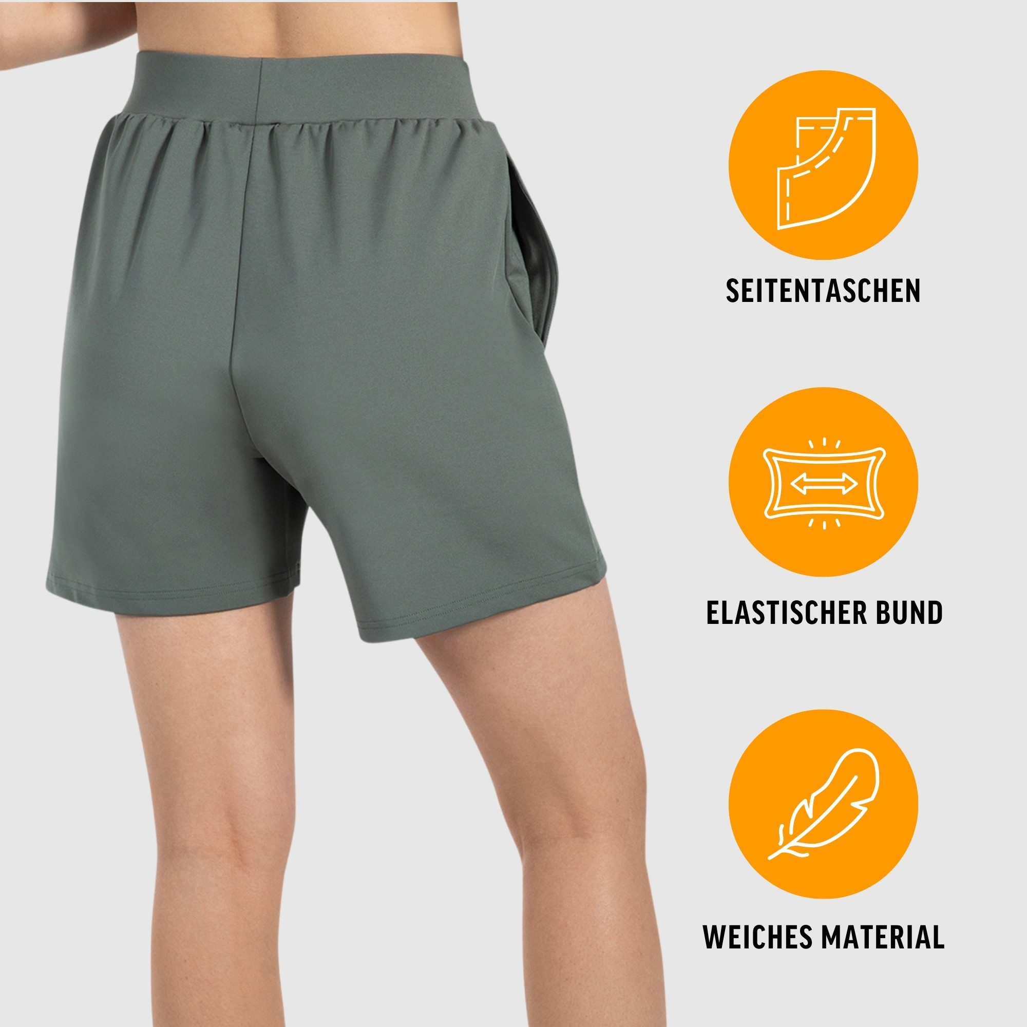 Smilodox Shorts Corry, lockere Freizeithose mit breitem Bund & Eingrifftaschen Radlerhose weiches Material, Bequeme Sommershorts, Alltag Relax