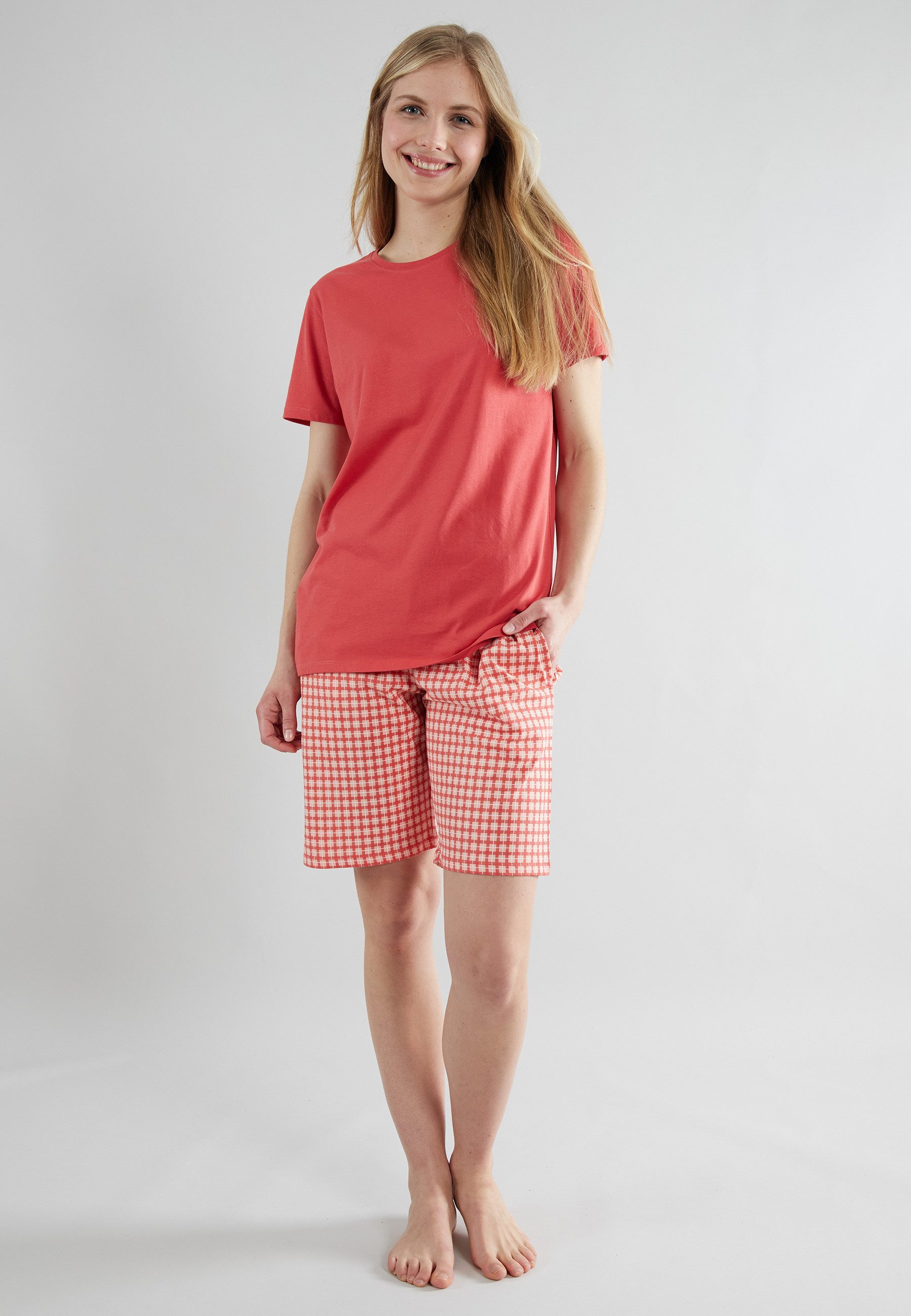 GÖTZBURG Shorty GÖTZBURG Damen Shorty rot kariert (1 tlg)